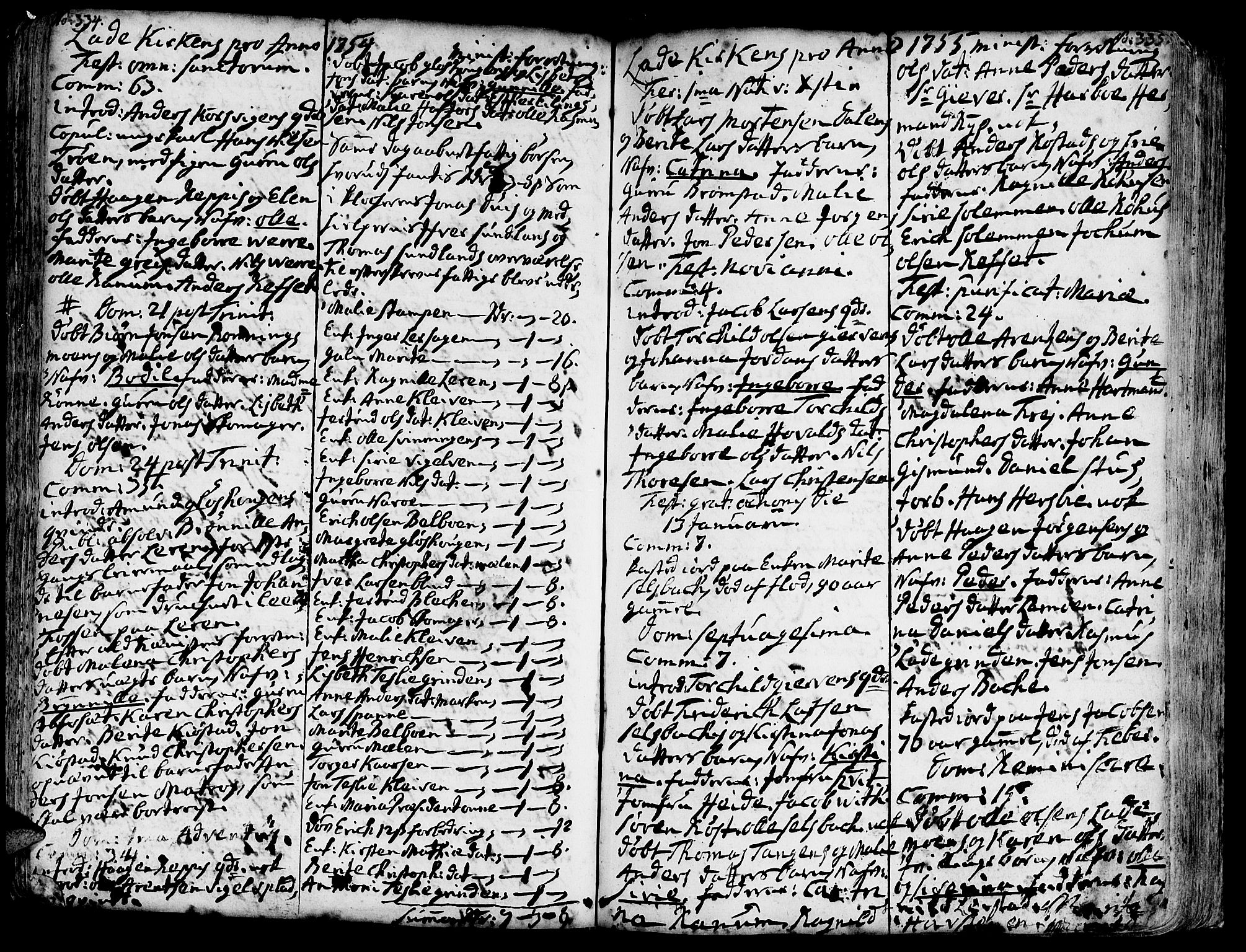 Ministerialprotokoller, klokkerbøker og fødselsregistre - Sør-Trøndelag, SAT/A-1456/606/L0275: Parish register (official) no. 606A01 /1, 1727-1780, p. 334-335
