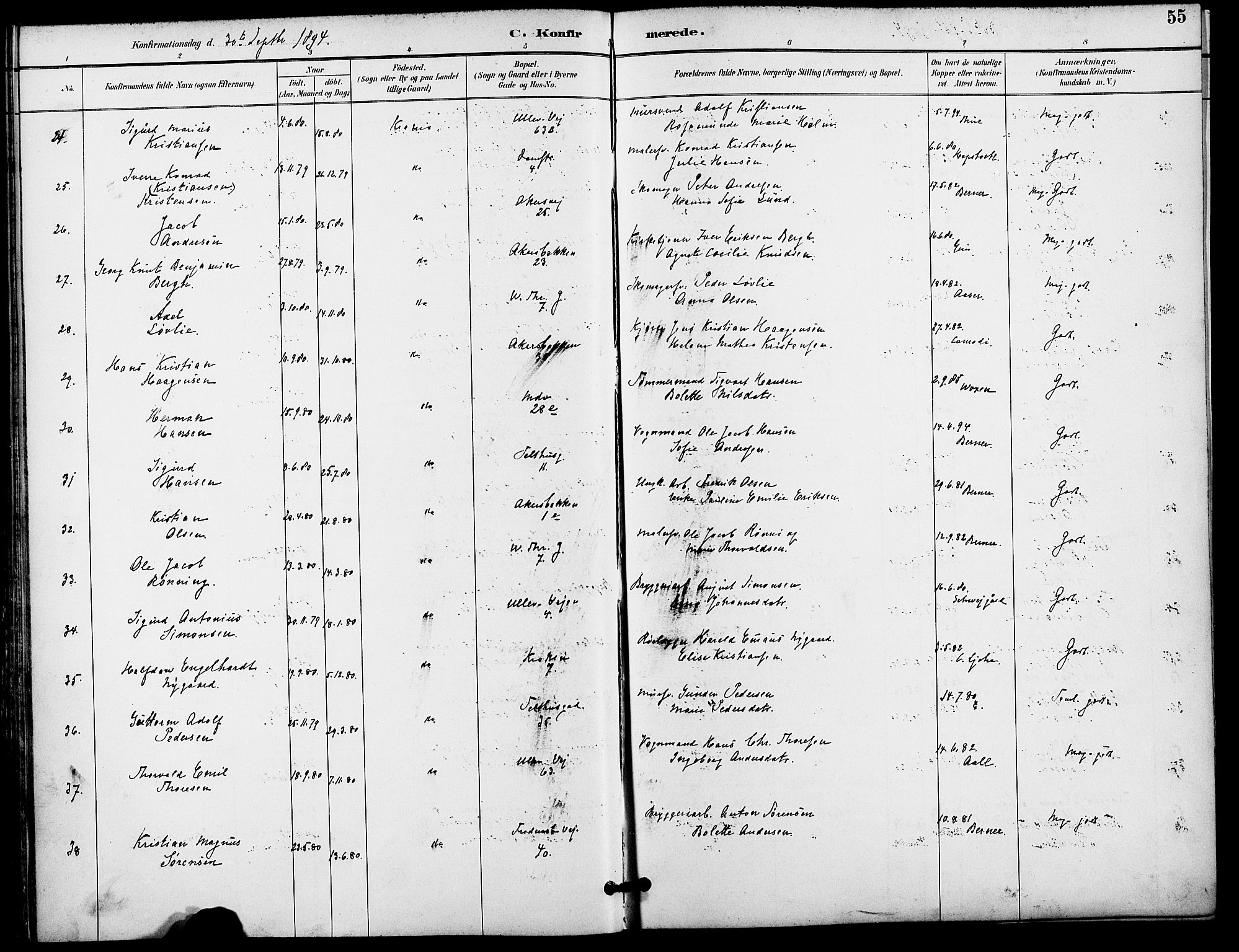 Gamle Aker prestekontor Kirkebøker, AV/SAO-A-10617a/F/L0009: Parish register (official) no. 9, 1890-1898, p. 55