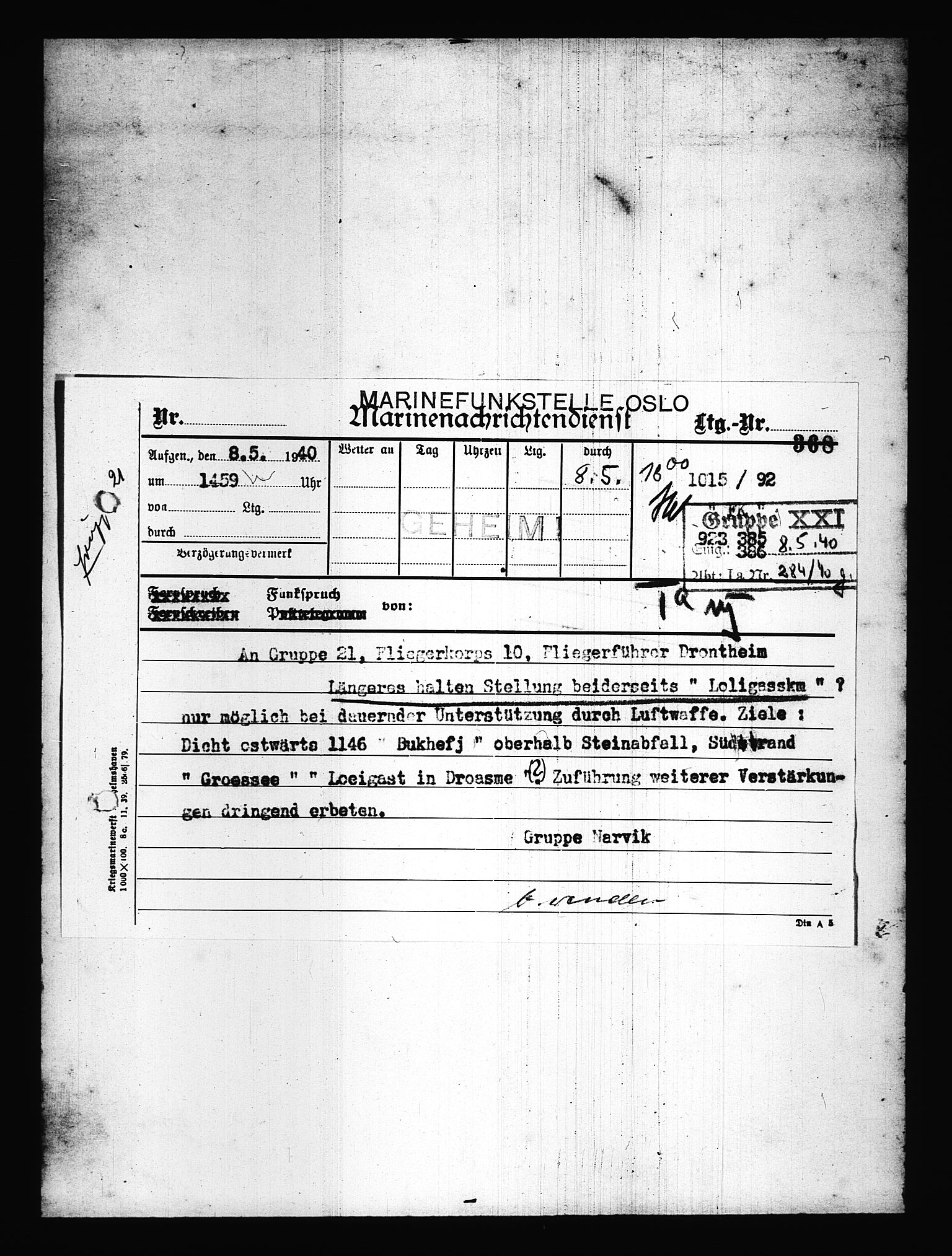 Documents Section, AV/RA-RAFA-2200/V/L0077: Amerikansk mikrofilm "Captured German Documents".
Box No. 716.  FKA jnr. 615/1954., 1940, p. 358