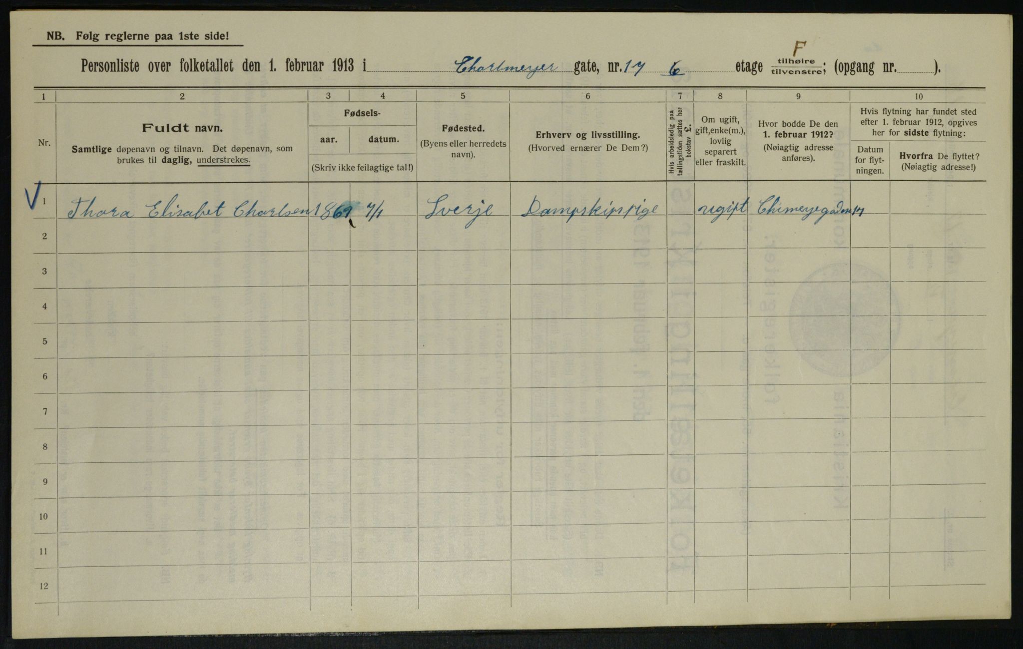 OBA, Municipal Census 1913 for Kristiania, 1913, p. 11573