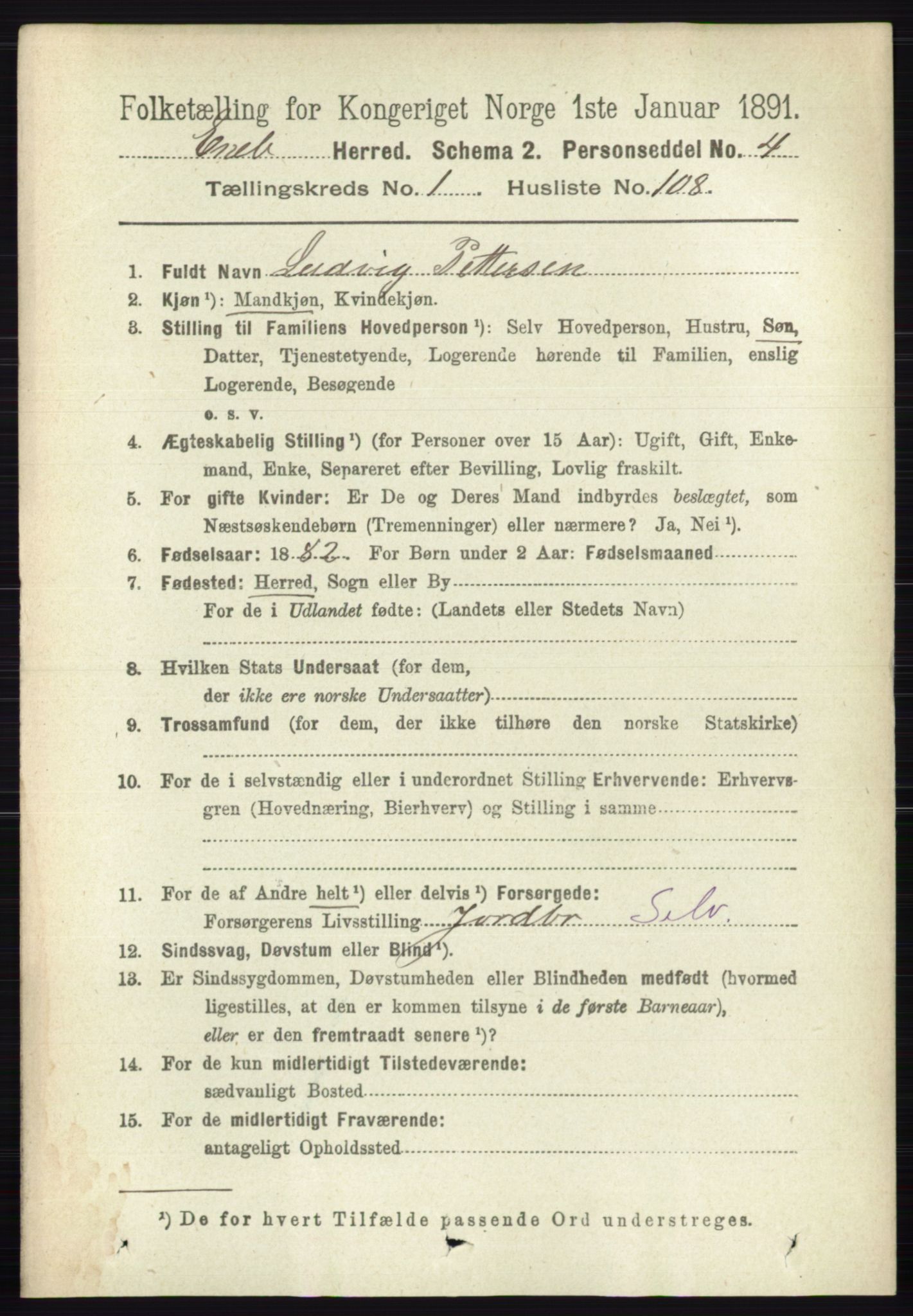 RA, 1891 census for 0229 Enebakk, 1891, p. 699