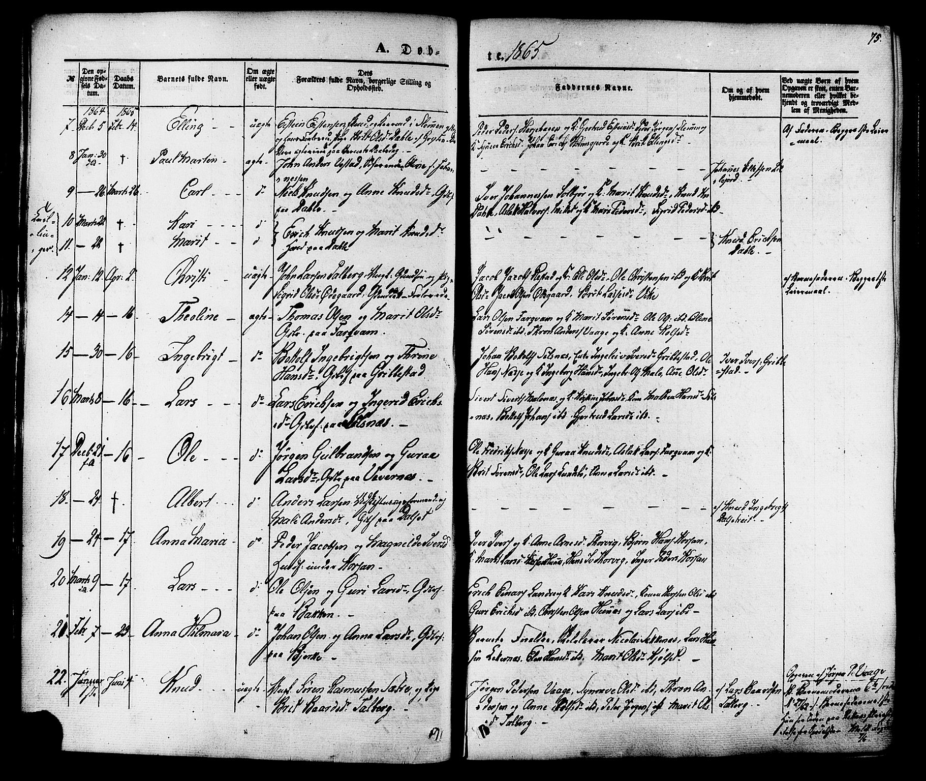 Ministerialprotokoller, klokkerbøker og fødselsregistre - Møre og Romsdal, AV/SAT-A-1454/547/L0603: Parish register (official) no. 547A05, 1846-1877, p. 75