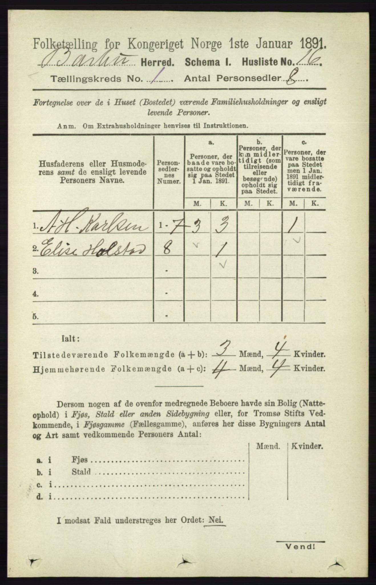 RA, 1891 census for 0990 Barbu, 1891, p. 47