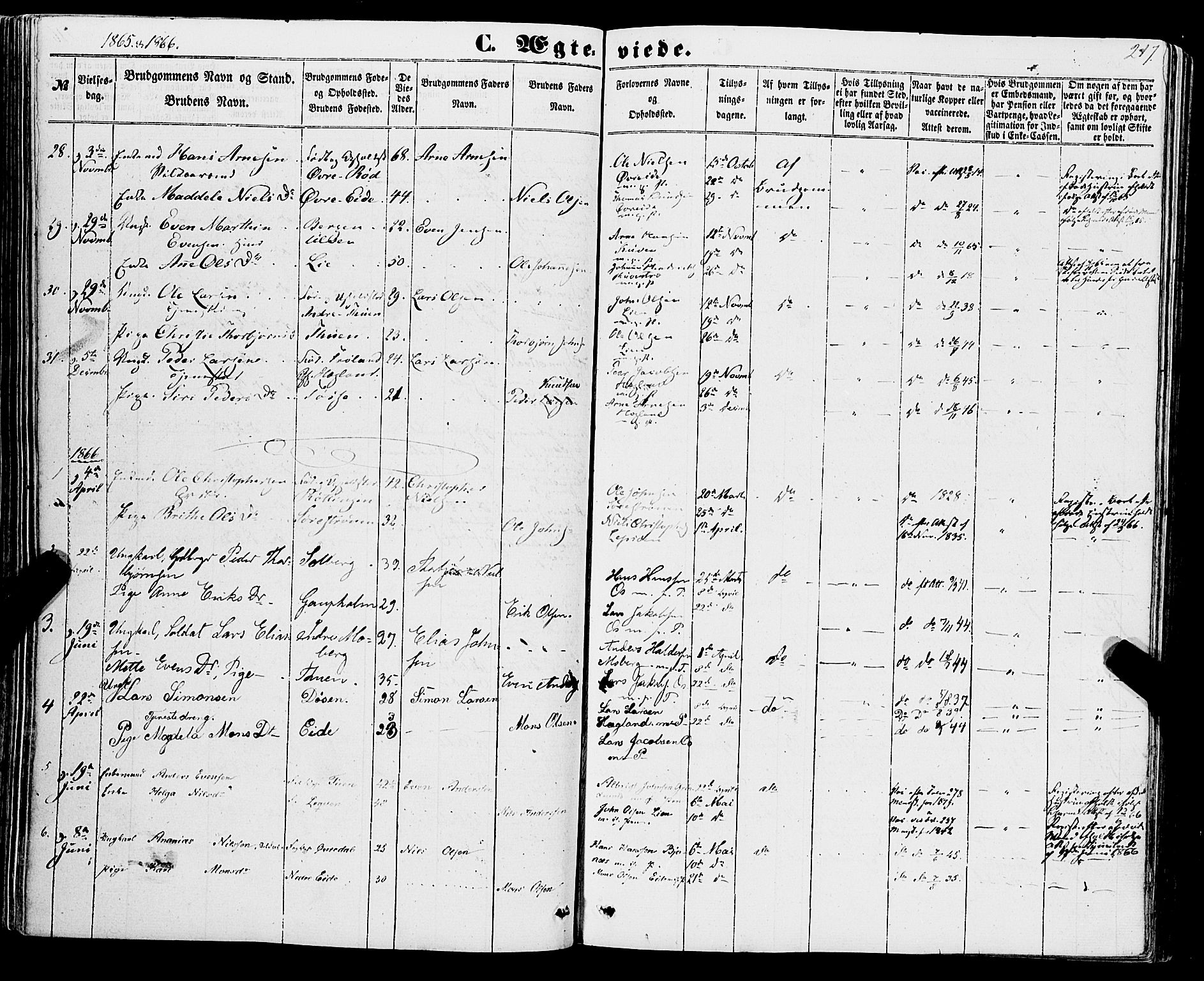 Os sokneprestembete, SAB/A-99929: Parish register (official) no. A 17, 1860-1873, p. 217
