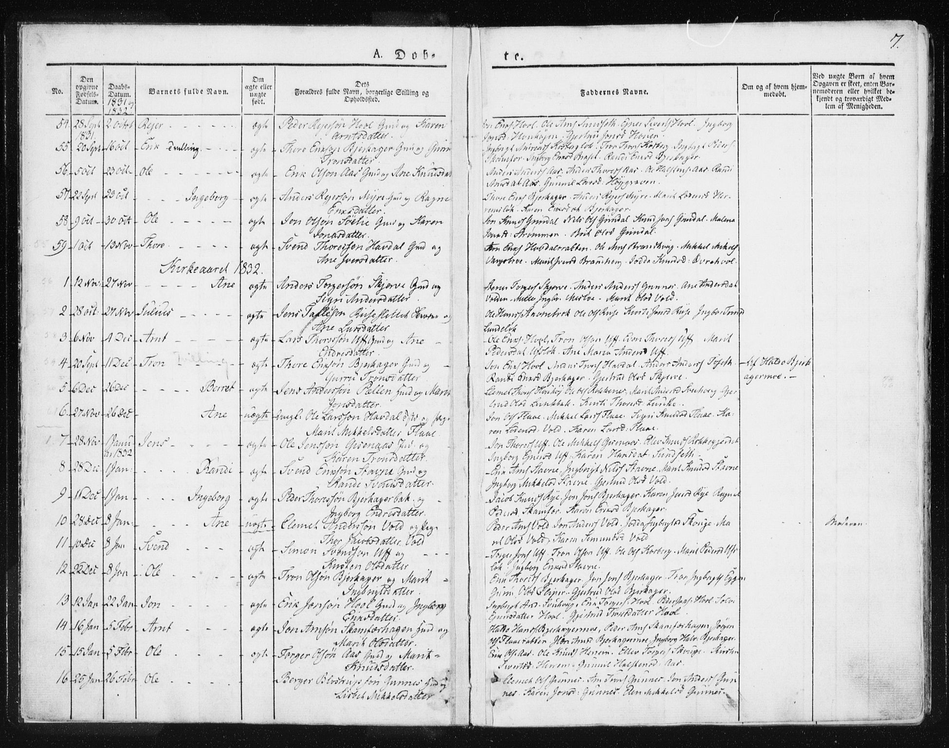 Ministerialprotokoller, klokkerbøker og fødselsregistre - Sør-Trøndelag, SAT/A-1456/674/L0869: Parish register (official) no. 674A01, 1829-1860, p. 7