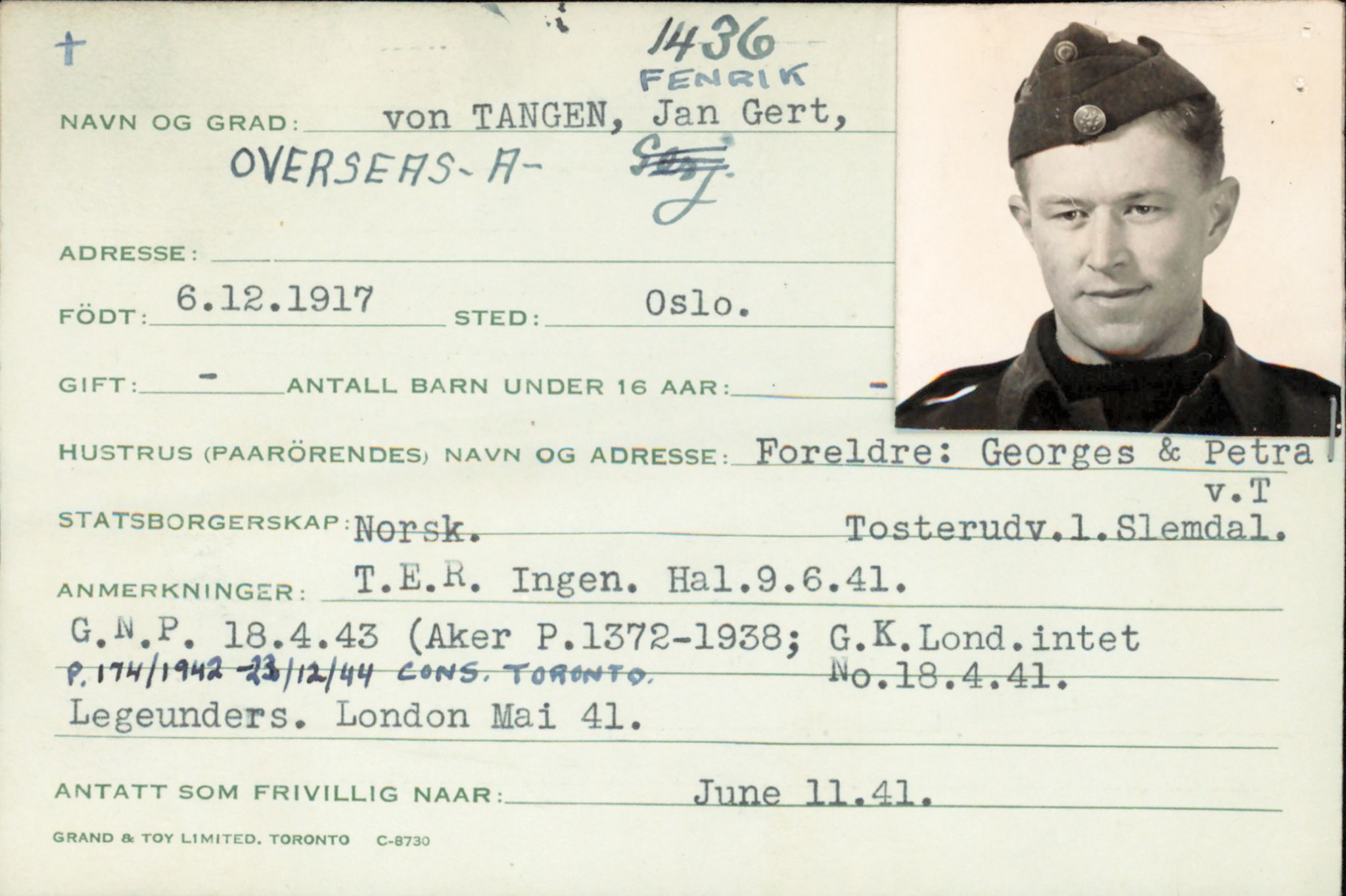 Forsvaret, Forsvarets overkommando/Luftforsvarsstaben, AV/RA-RAFA-4079/P/Pa/L0052: Personellpapirer, 1917, p. 457