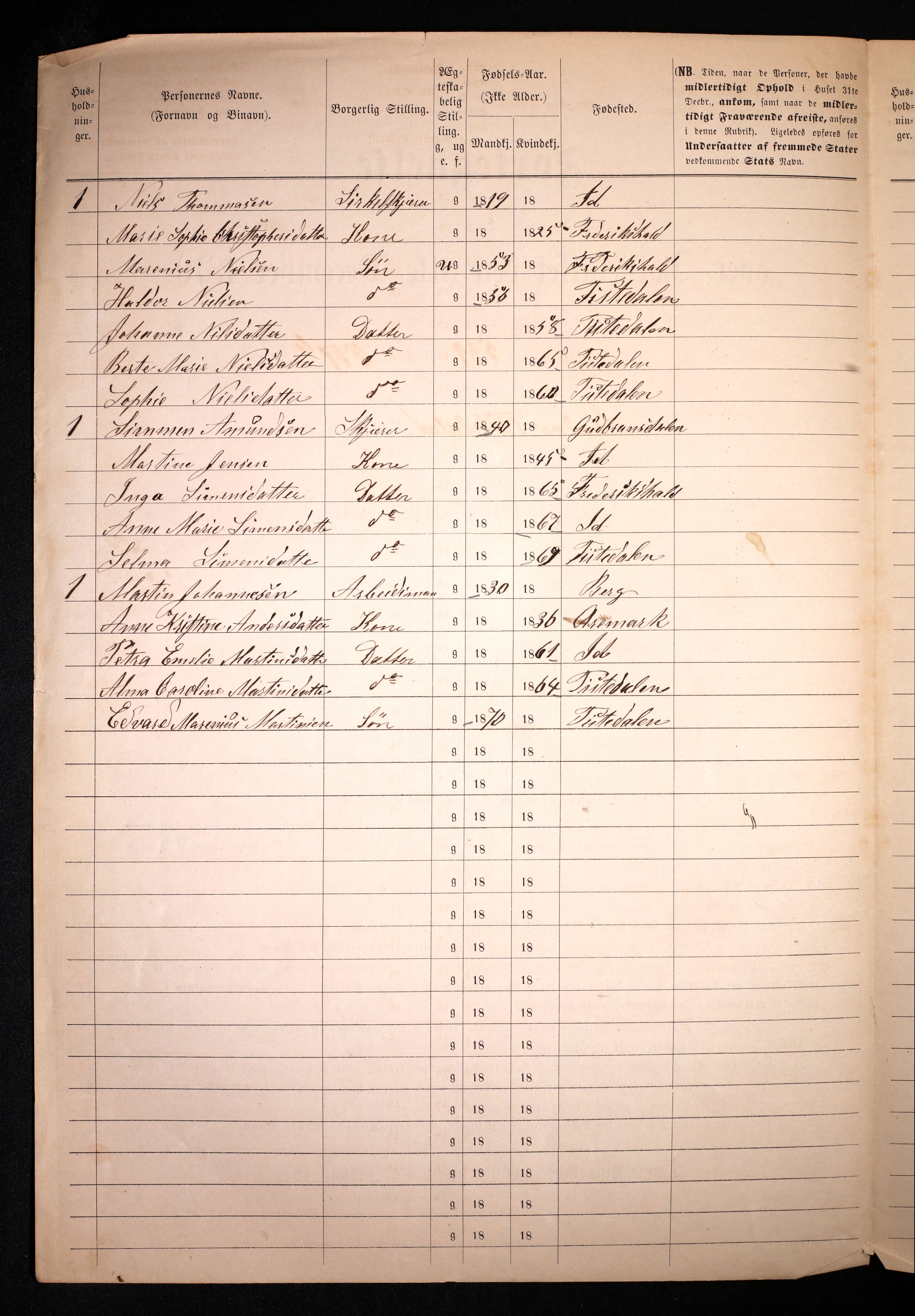 RA, 1870 census for 0101 Fredrikshald, 1870, p. 2244