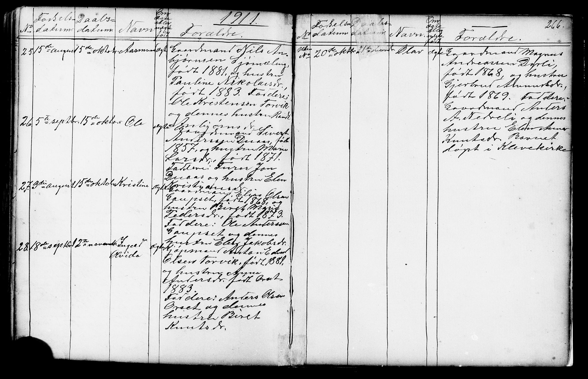 Ministerialprotokoller, klokkerbøker og fødselsregistre - Møre og Romsdal, AV/SAT-A-1454/584/L0969: Parish register (copy) no. 584C02, 1877-1911, p. 266