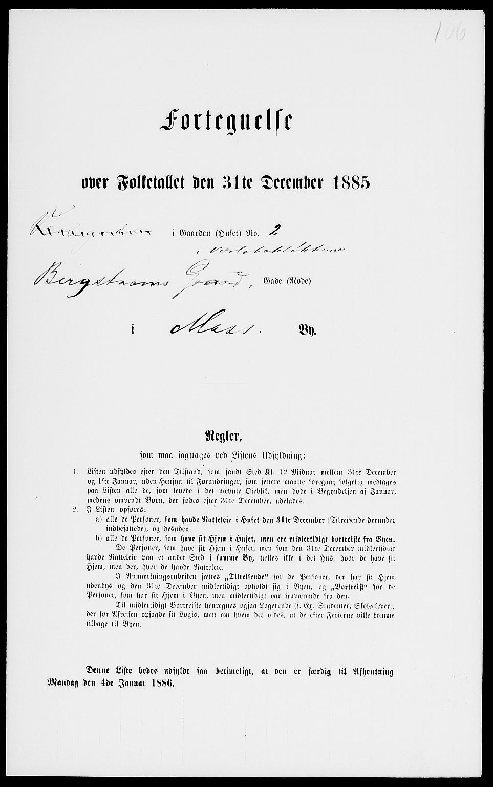 RA, 1885 census for 0104 Moss, 1885, p. 234