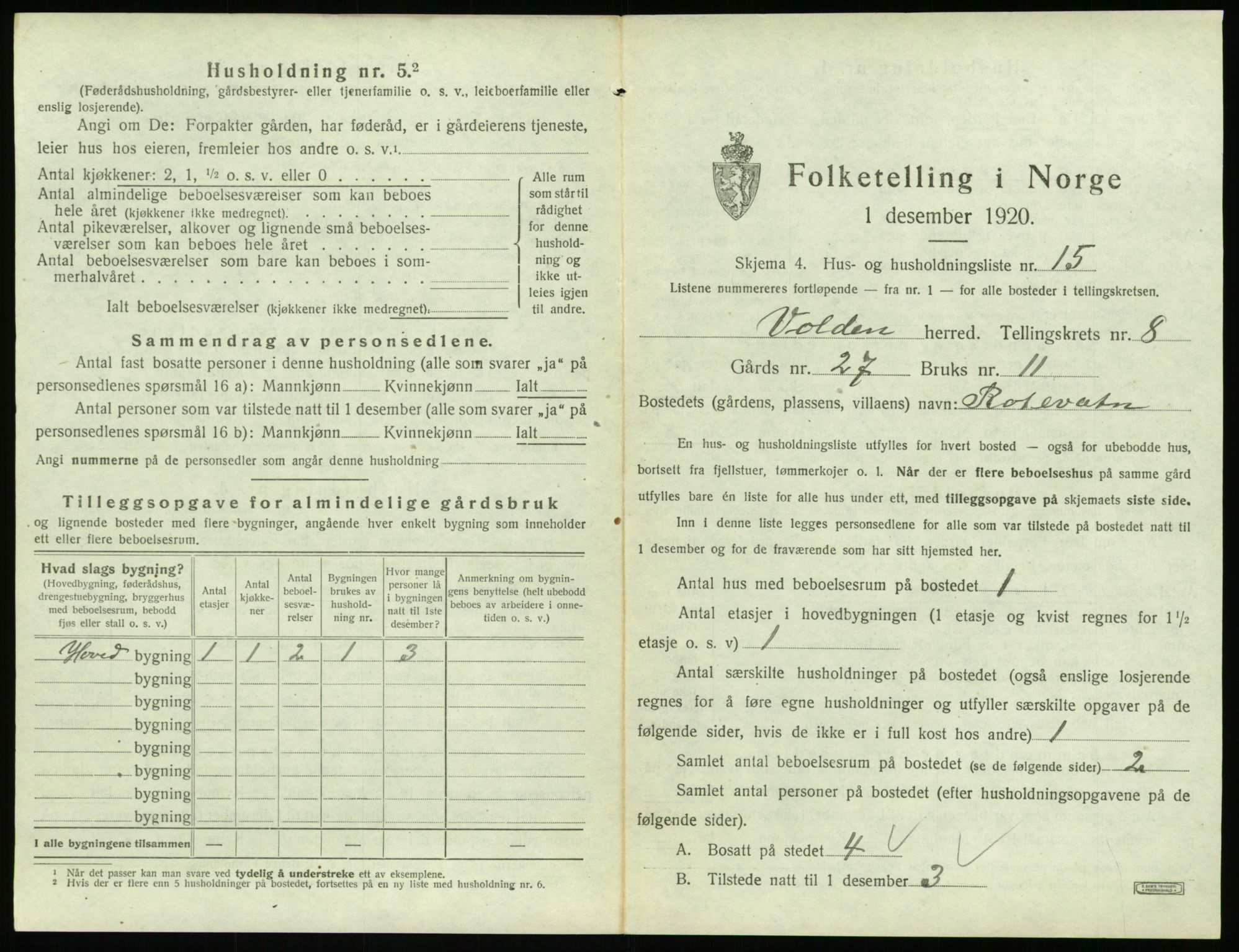 SAT, 1920 census for Volda, 1920, p. 756