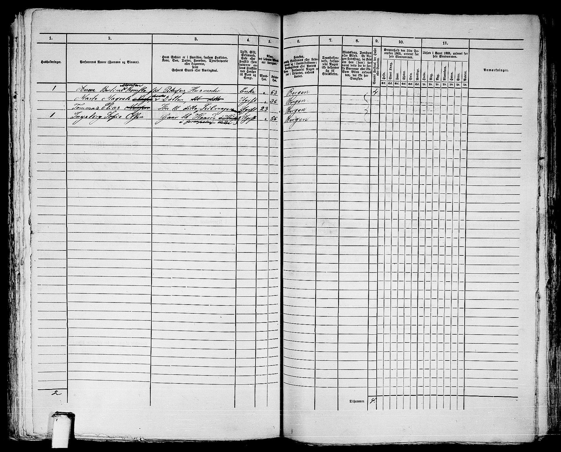 RA, 1865 census for Bergen, 1865, p. 915