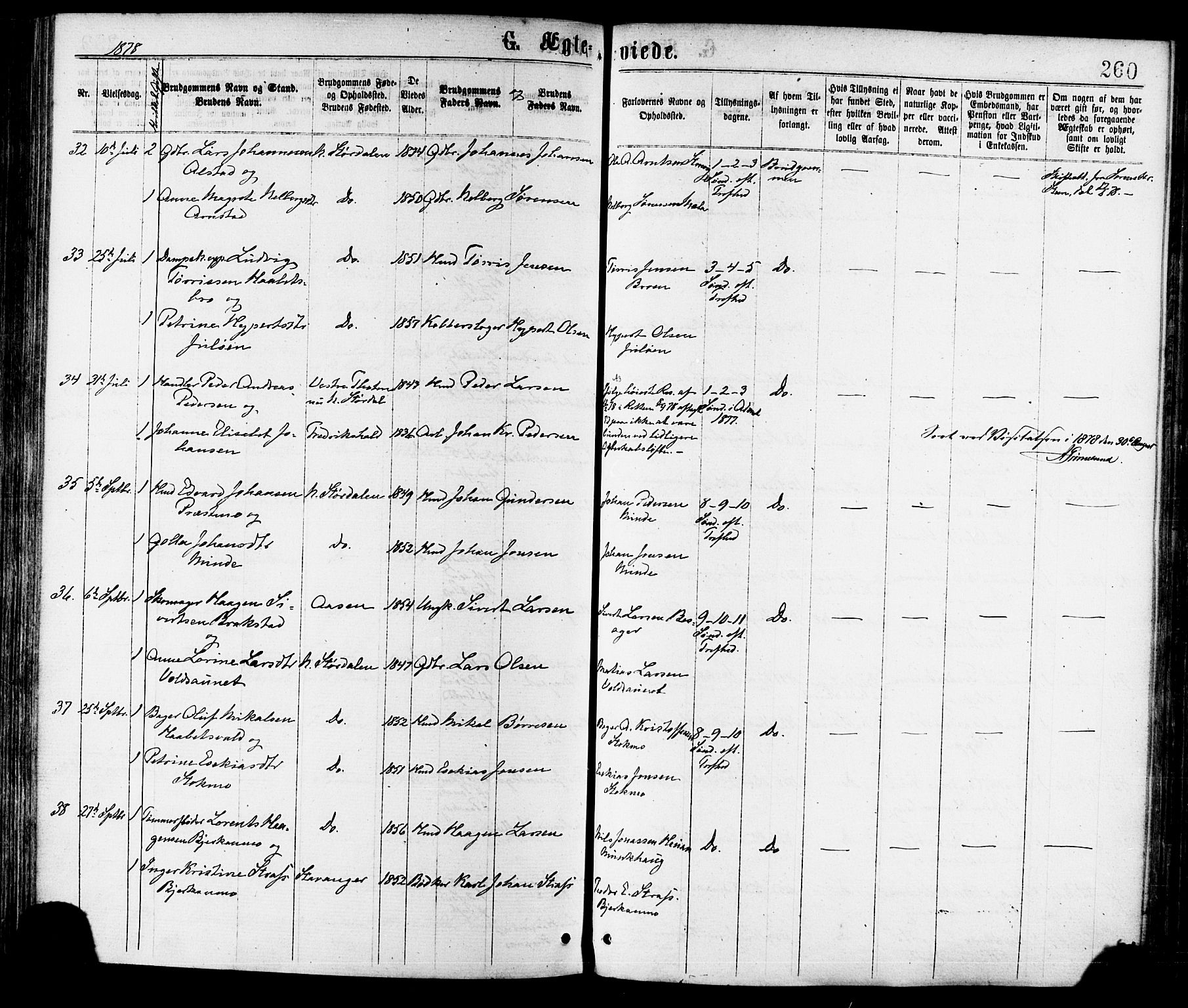 Ministerialprotokoller, klokkerbøker og fødselsregistre - Nord-Trøndelag, AV/SAT-A-1458/709/L0076: Parish register (official) no. 709A16, 1871-1879, p. 260