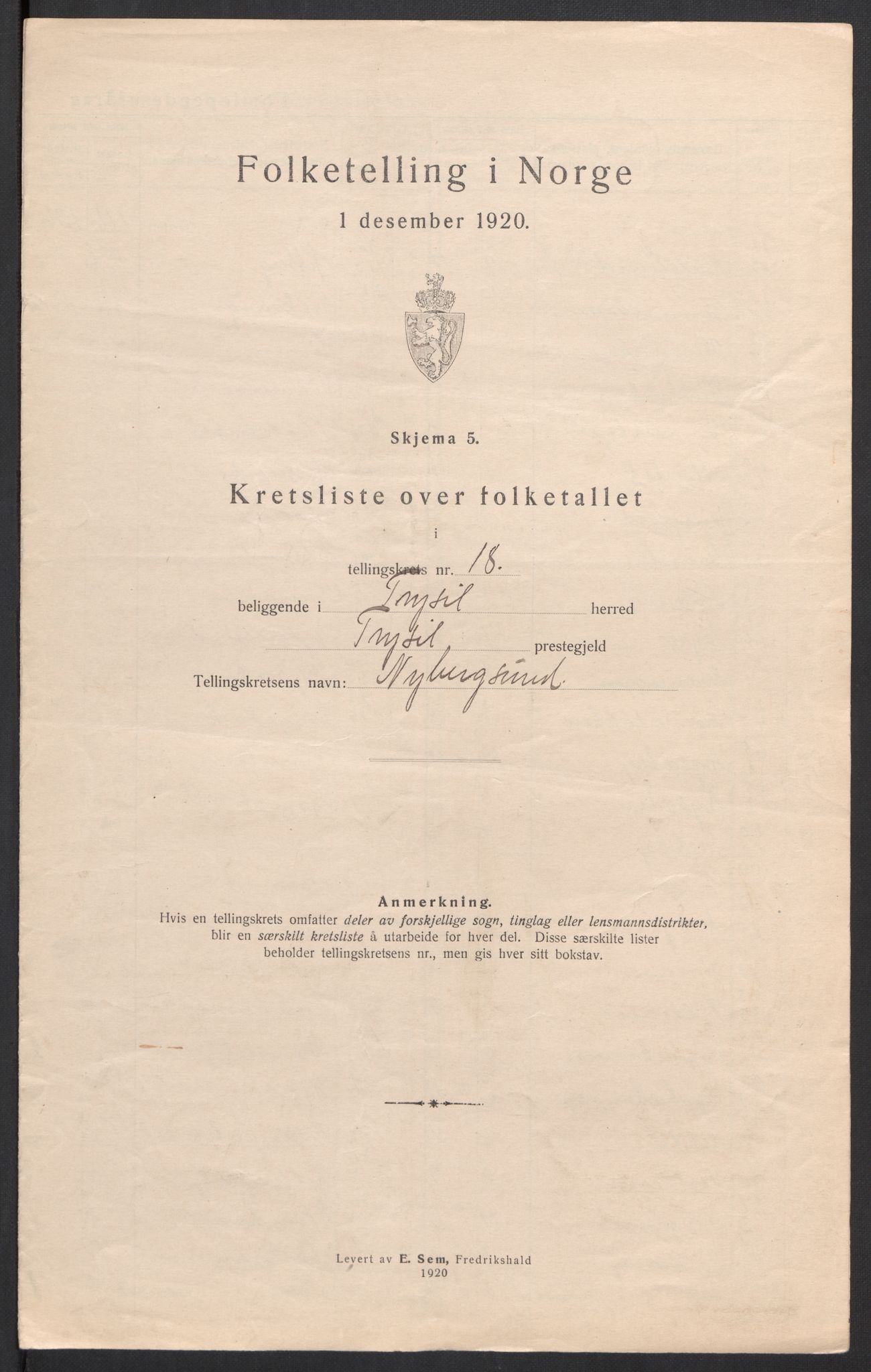 SAH, 1920 census for Trysil, 1920, p. 60