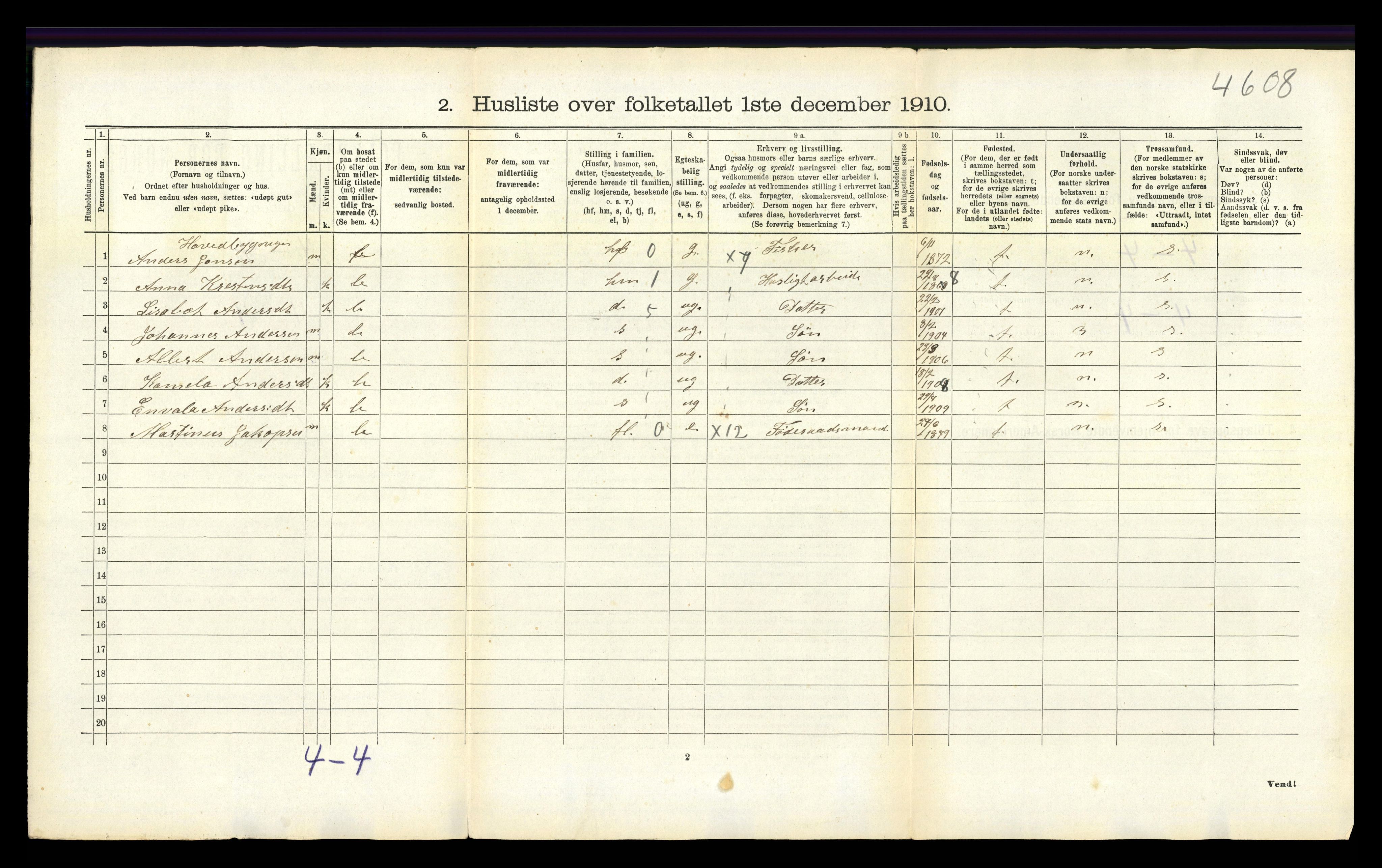 RA, 1910 census for Gulen, 1910, p. 1015