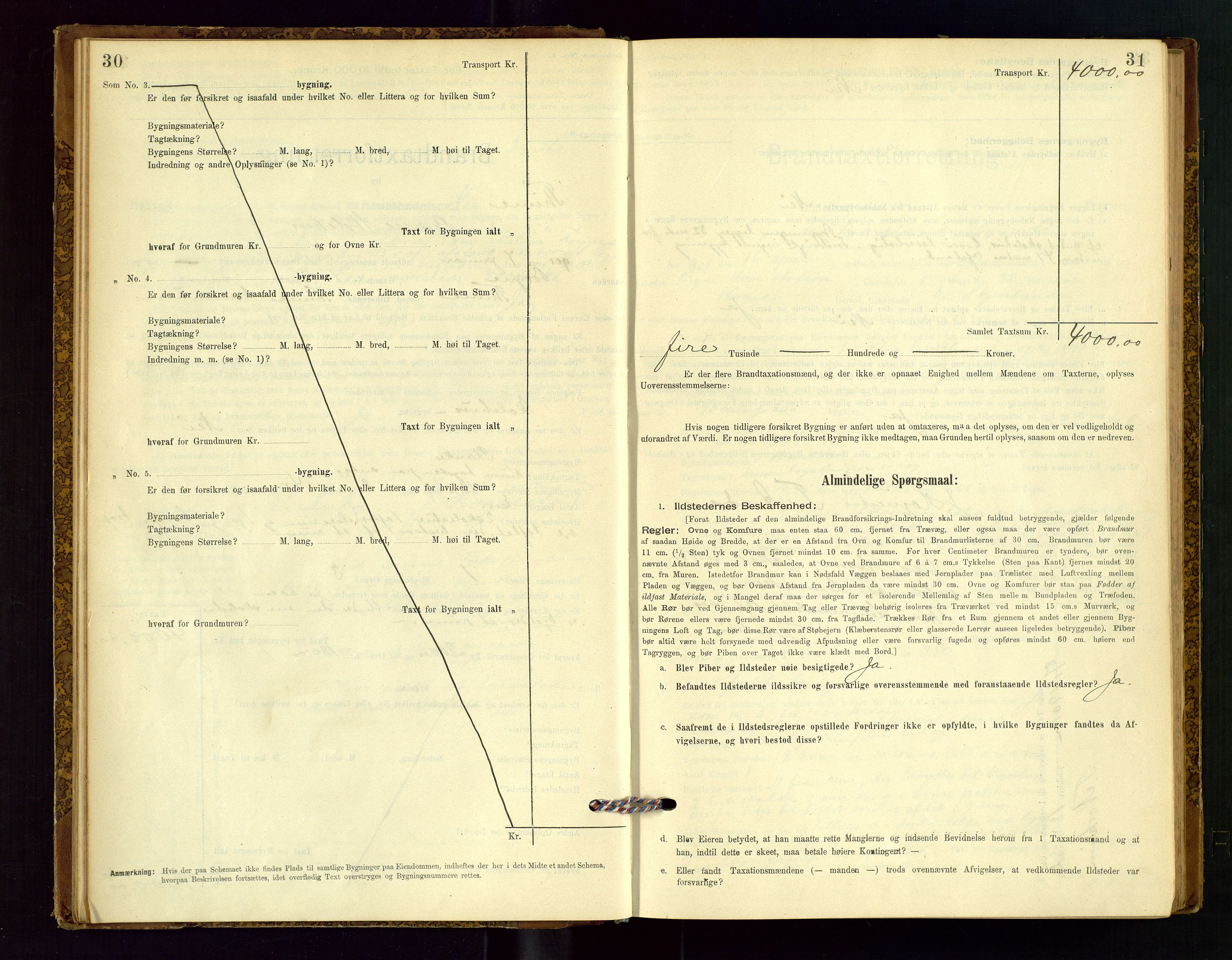 Time lensmannskontor, AV/SAST-A-100420/Gob/L0001: Branntakstprotokoll, 1896-1914, p. 30-31