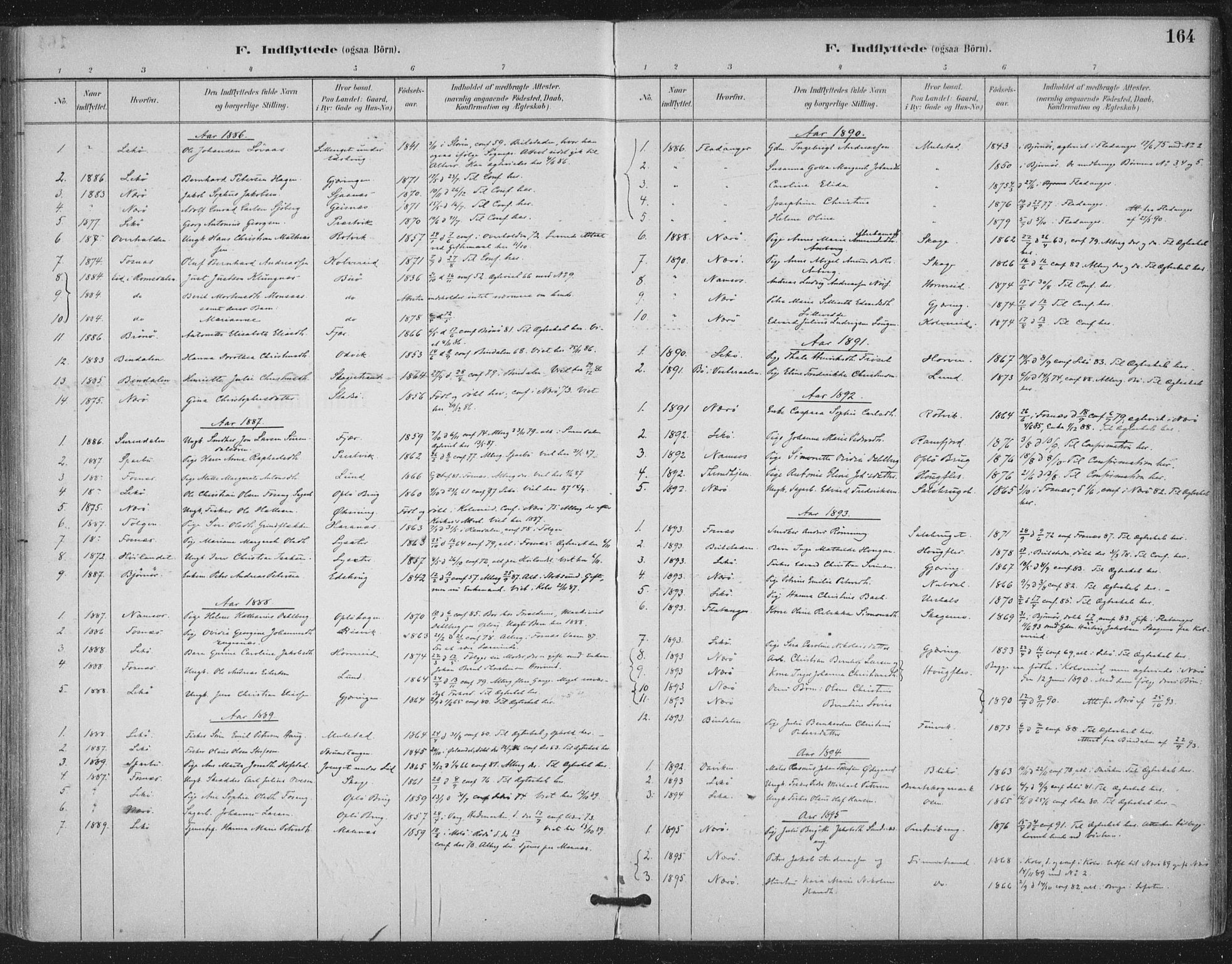 Ministerialprotokoller, klokkerbøker og fødselsregistre - Nord-Trøndelag, SAT/A-1458/780/L0644: Parish register (official) no. 780A08, 1886-1903, p. 164
