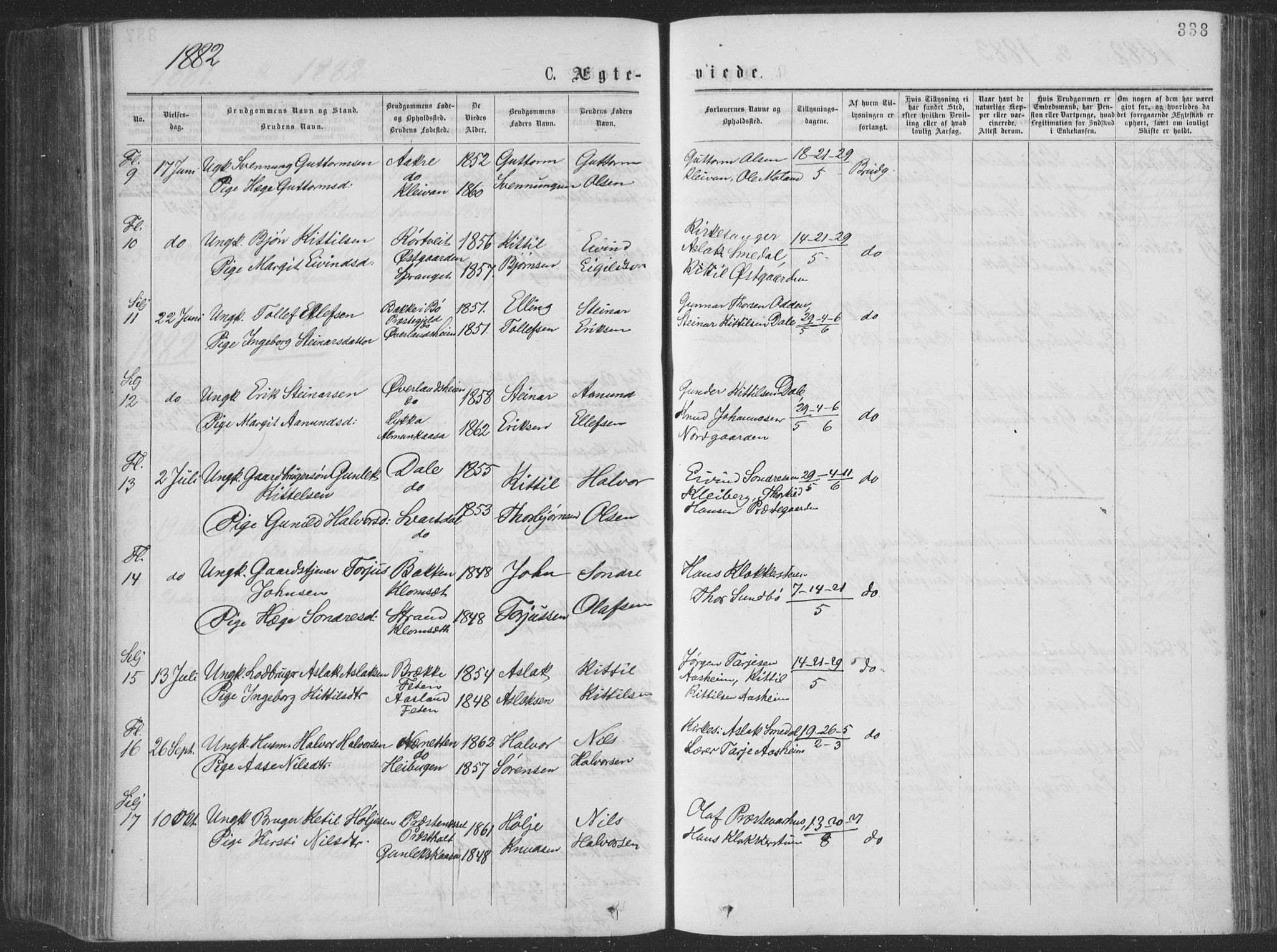 Seljord kirkebøker, AV/SAKO-A-20/F/Fa/L0014: Parish register (official) no. I 14, 1877-1886, p. 338