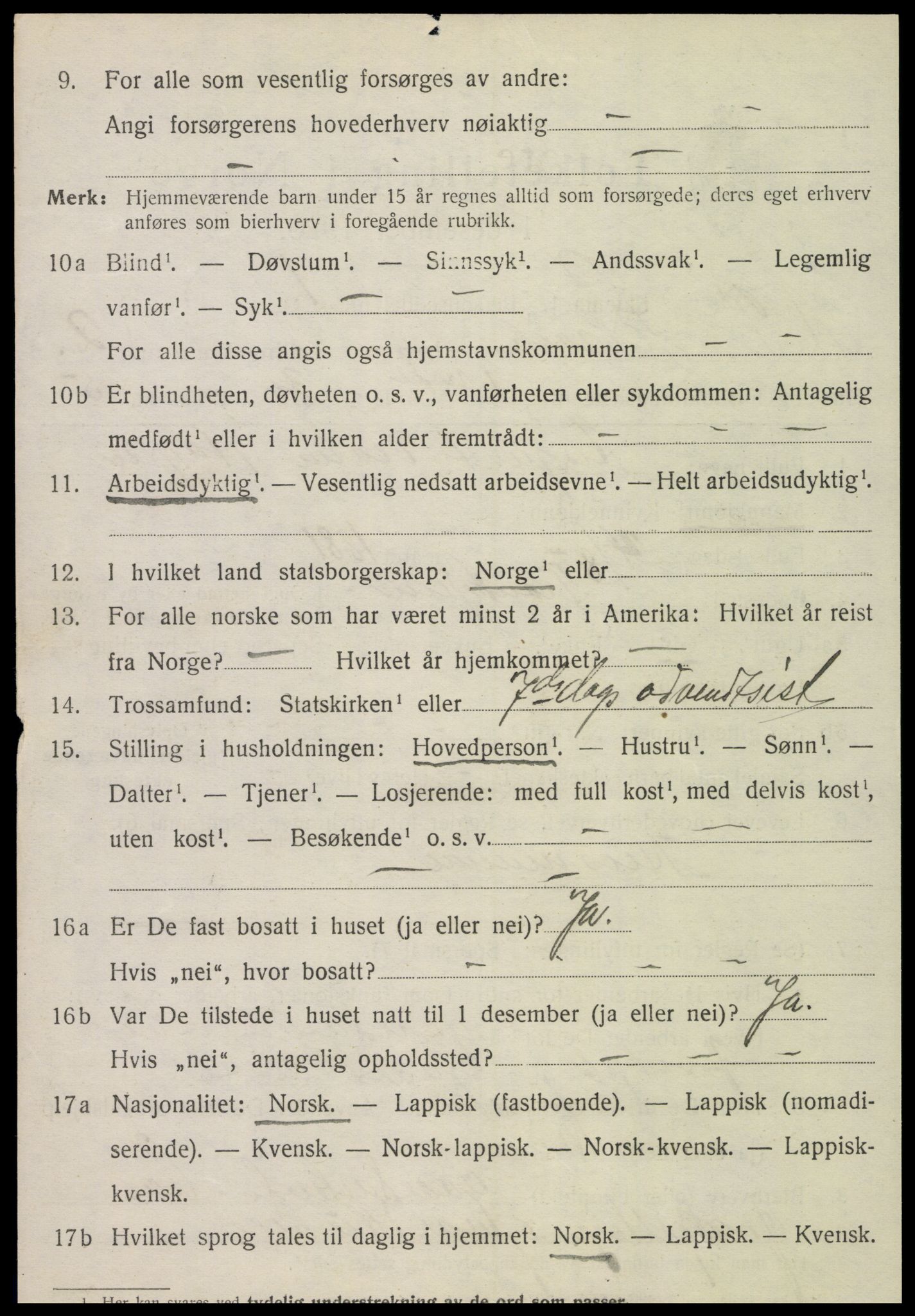 SAT, 1920 census for Leksvik, 1920, p. 1827