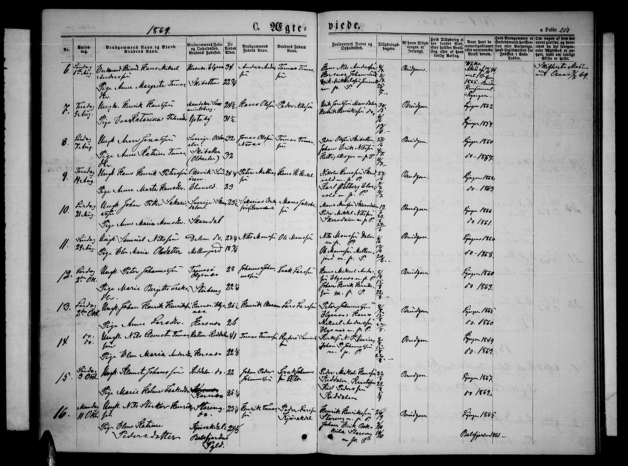 Lyngen sokneprestembete, AV/SATØ-S-1289/H/He/Heb/L0004klokker: Parish register (copy) no. 4, 1868-1878, p. 208