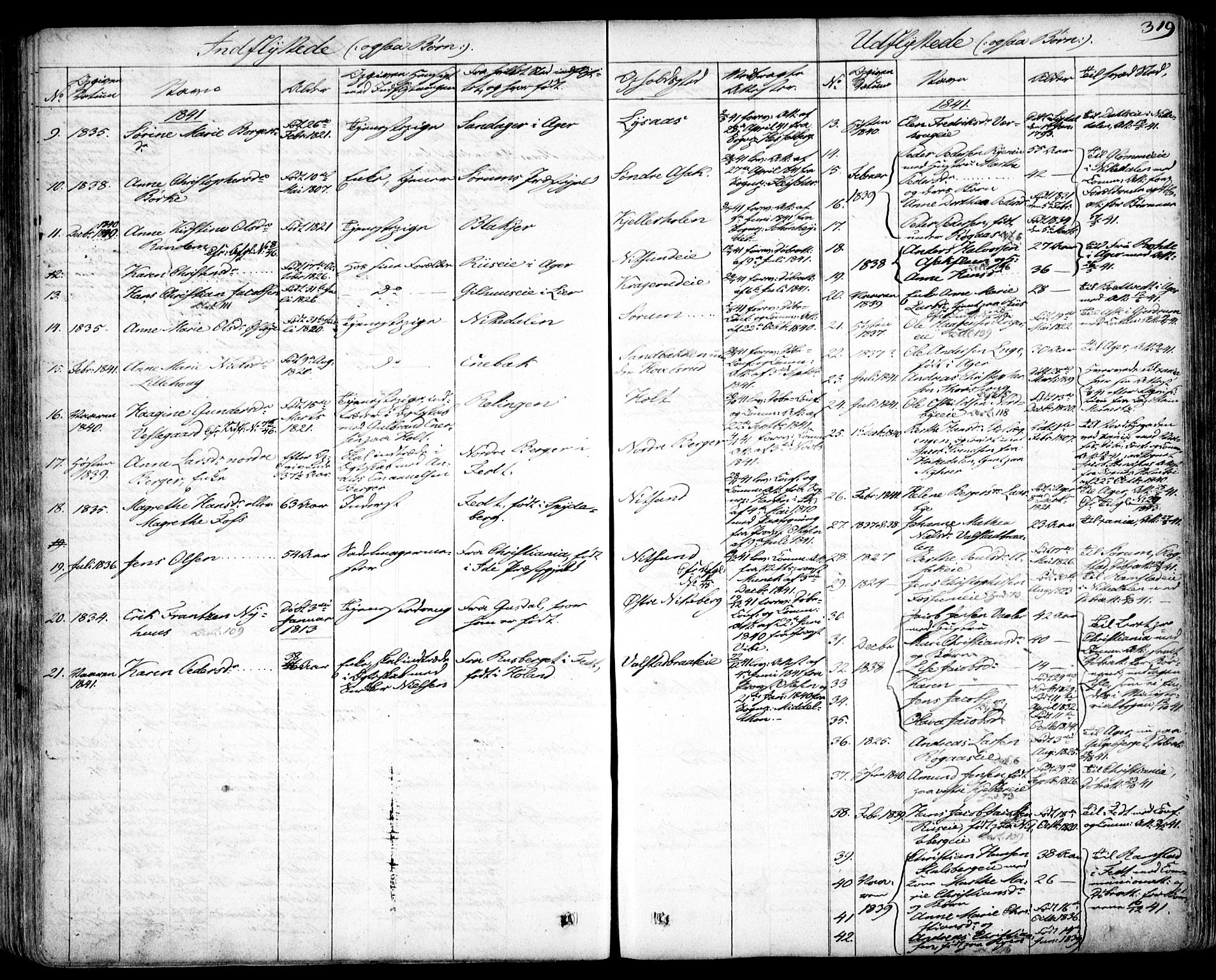 Skedsmo prestekontor Kirkebøker, AV/SAO-A-10033a/F/Fa/L0009: Parish register (official) no. I 9, 1830-1853, p. 319