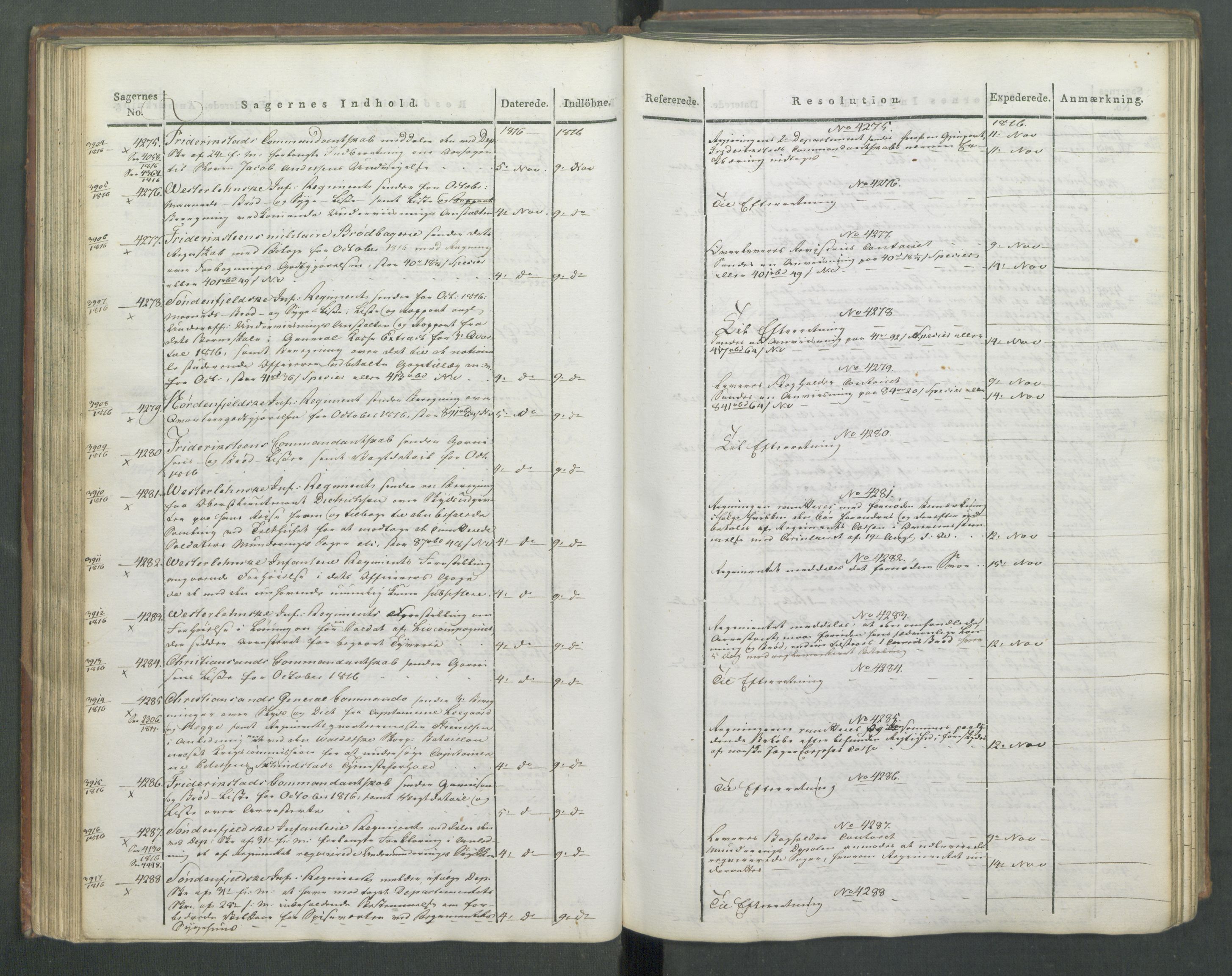Armédepartementet, RA/RAFA-3493/C/Ca/L0009: 6. Departements Journal, 1816-1817