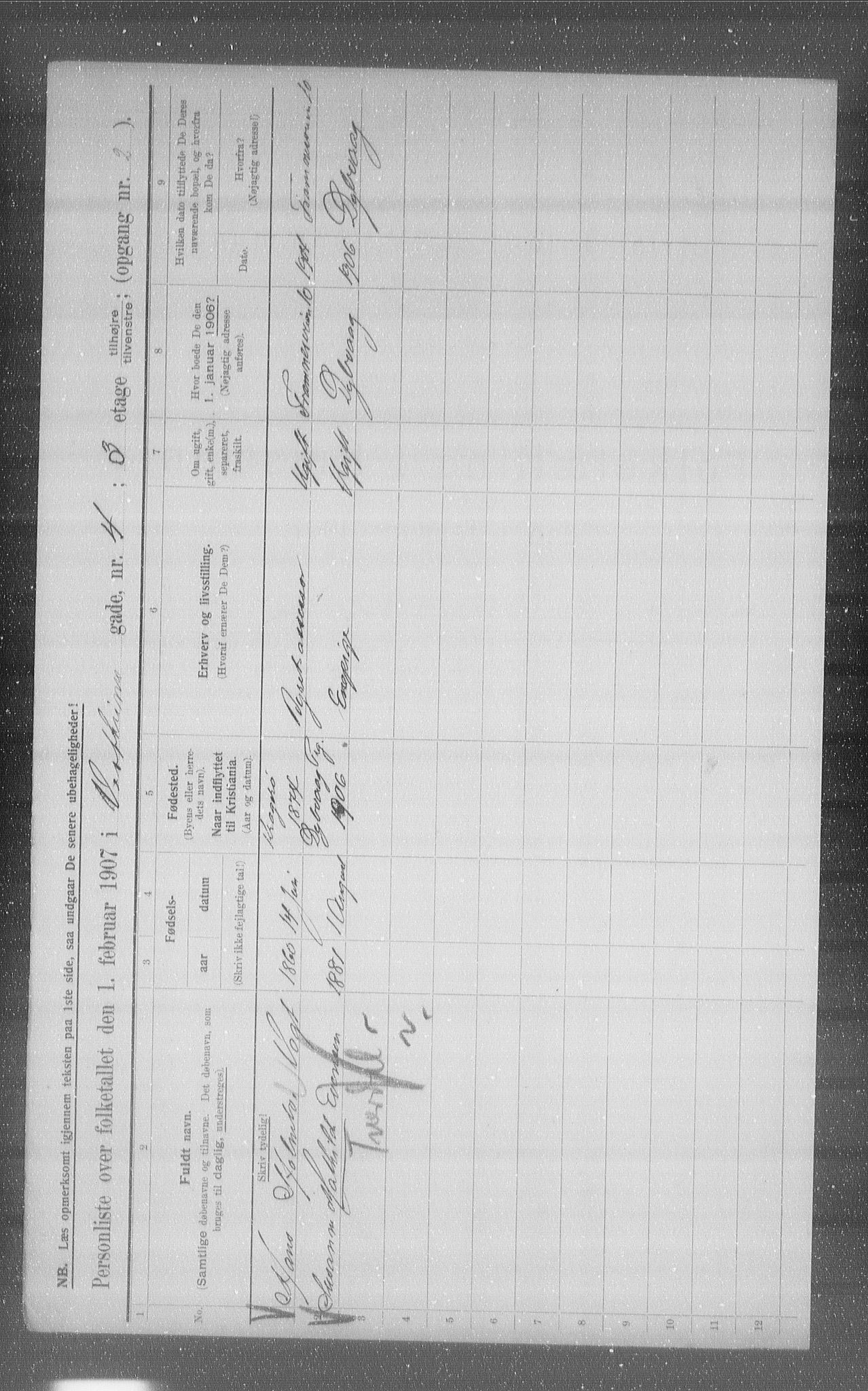 OBA, Municipal Census 1907 for Kristiania, 1907, p. 62288