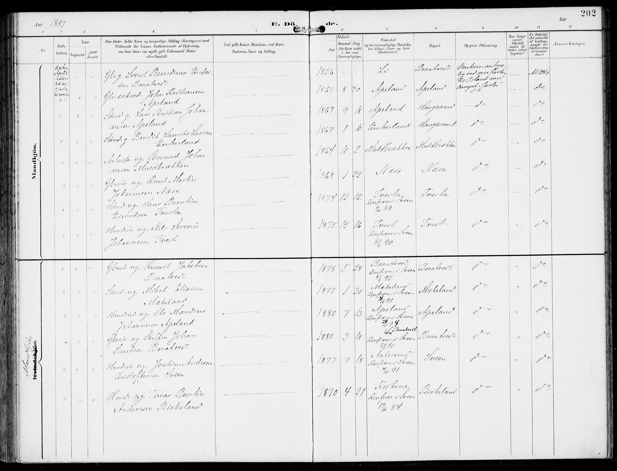 Sveio Sokneprestembete, SAB/A-78501/H/Haa: Parish register (official) no. B  3, 1894-1906, p. 202