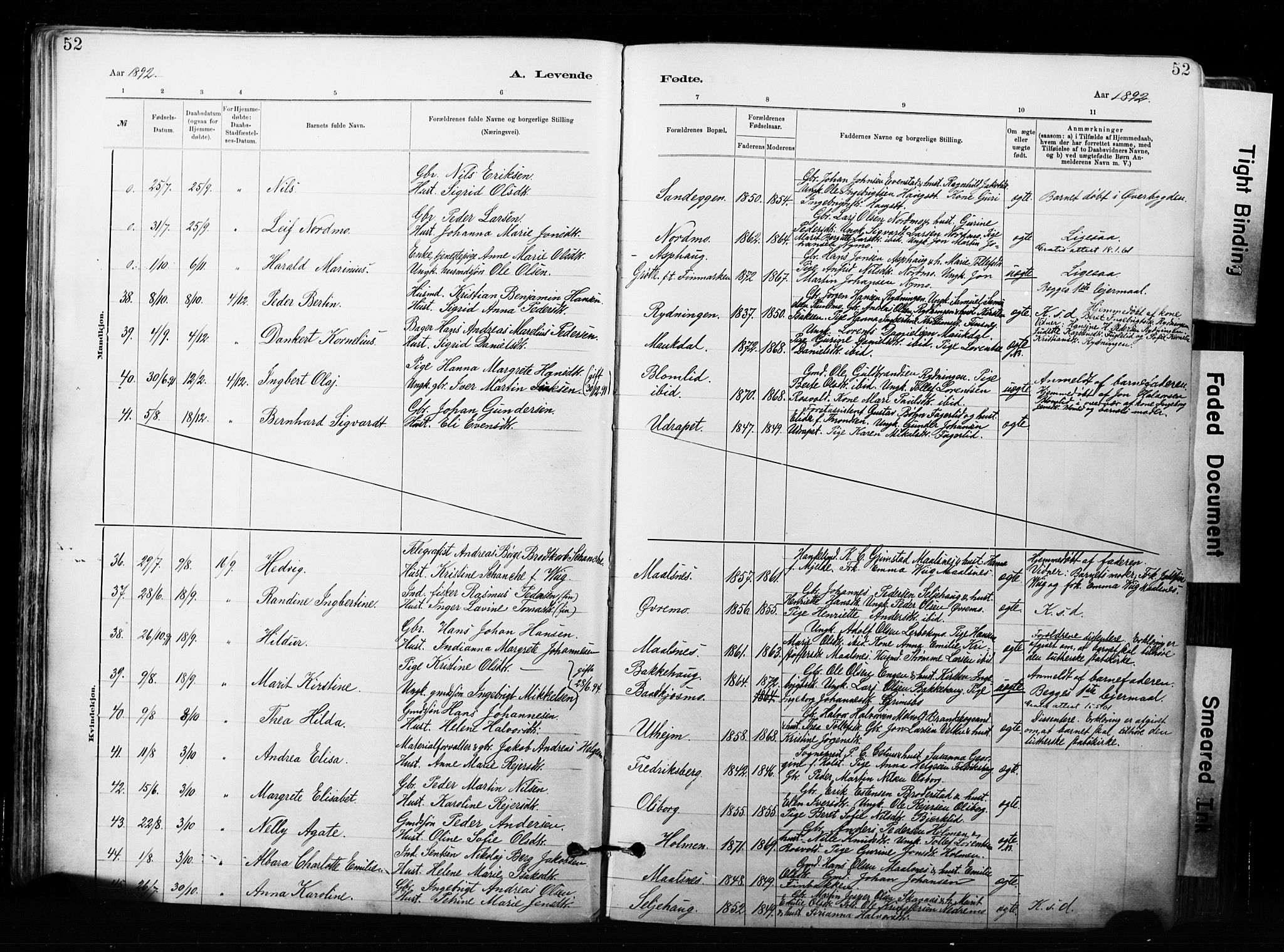 Målselv sokneprestembete, SATØ/S-1311/G/Ga/Gaa/L0007kirke: Parish register (official) no. 7, 1884-1903, p. 52