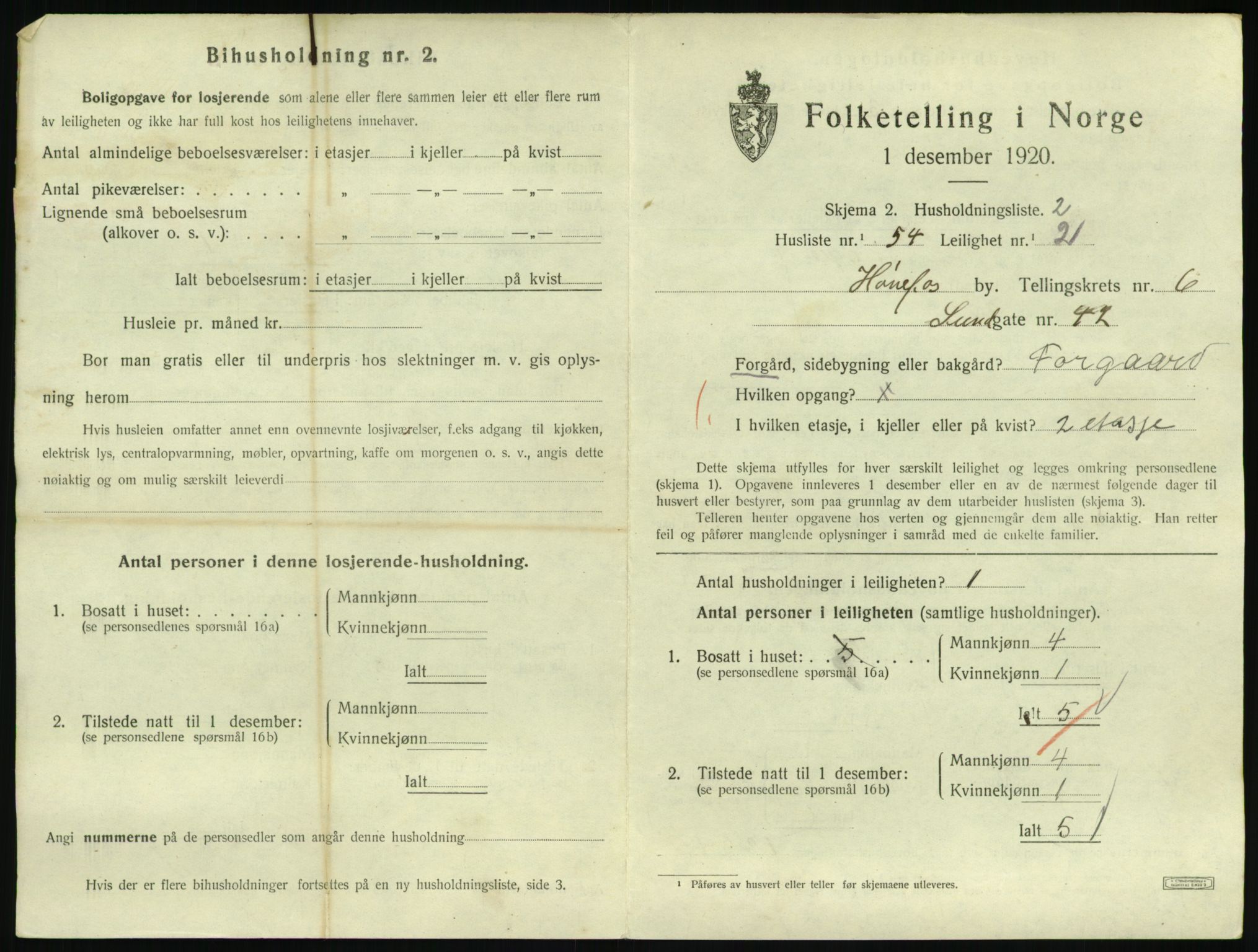 SAKO, 1920 census for Hønefoss, 1920, p. 2110