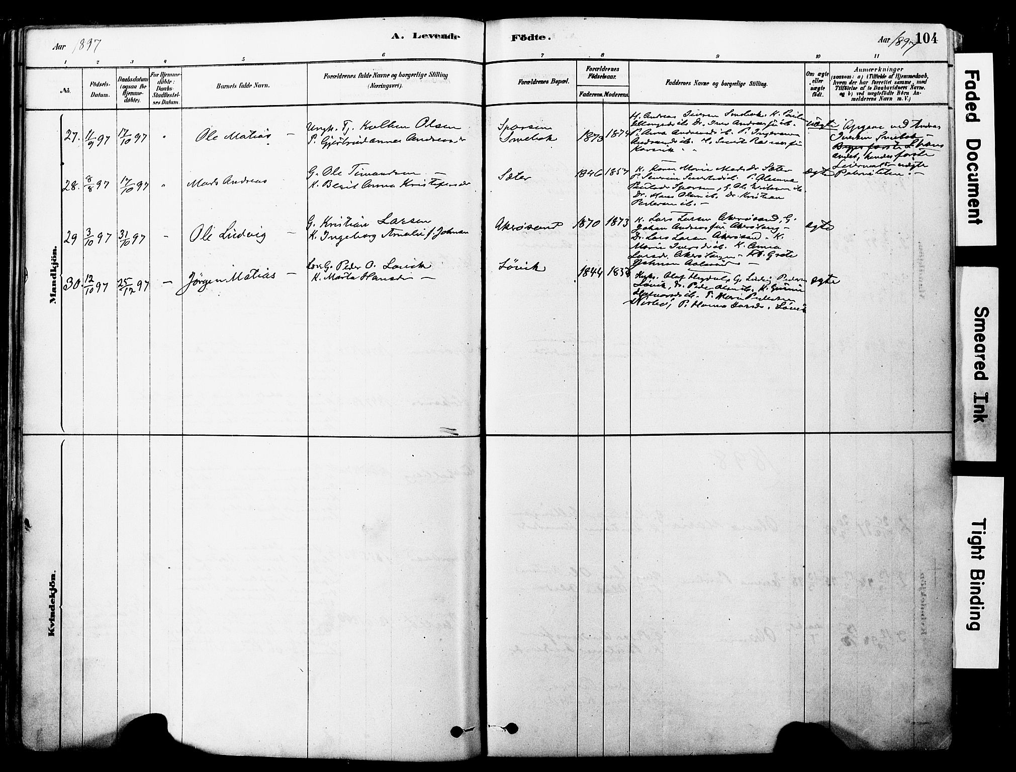 Ministerialprotokoller, klokkerbøker og fødselsregistre - Møre og Romsdal, SAT/A-1454/560/L0721: Parish register (official) no. 560A05, 1878-1917, p. 104
