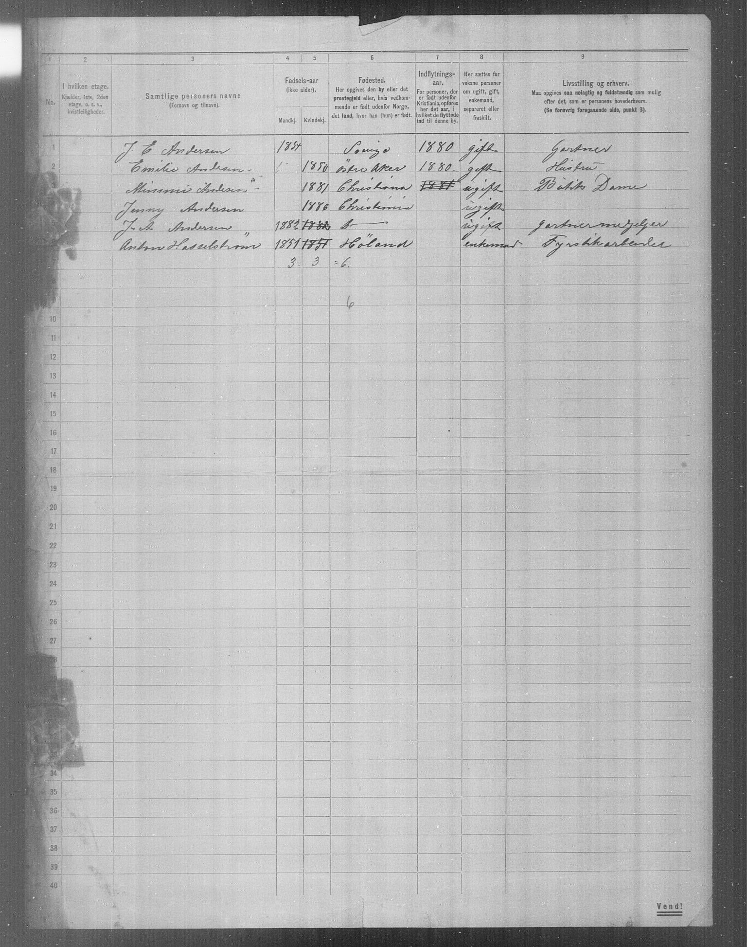 OBA, Municipal Census 1904 for Kristiania, 1904, p. 19896