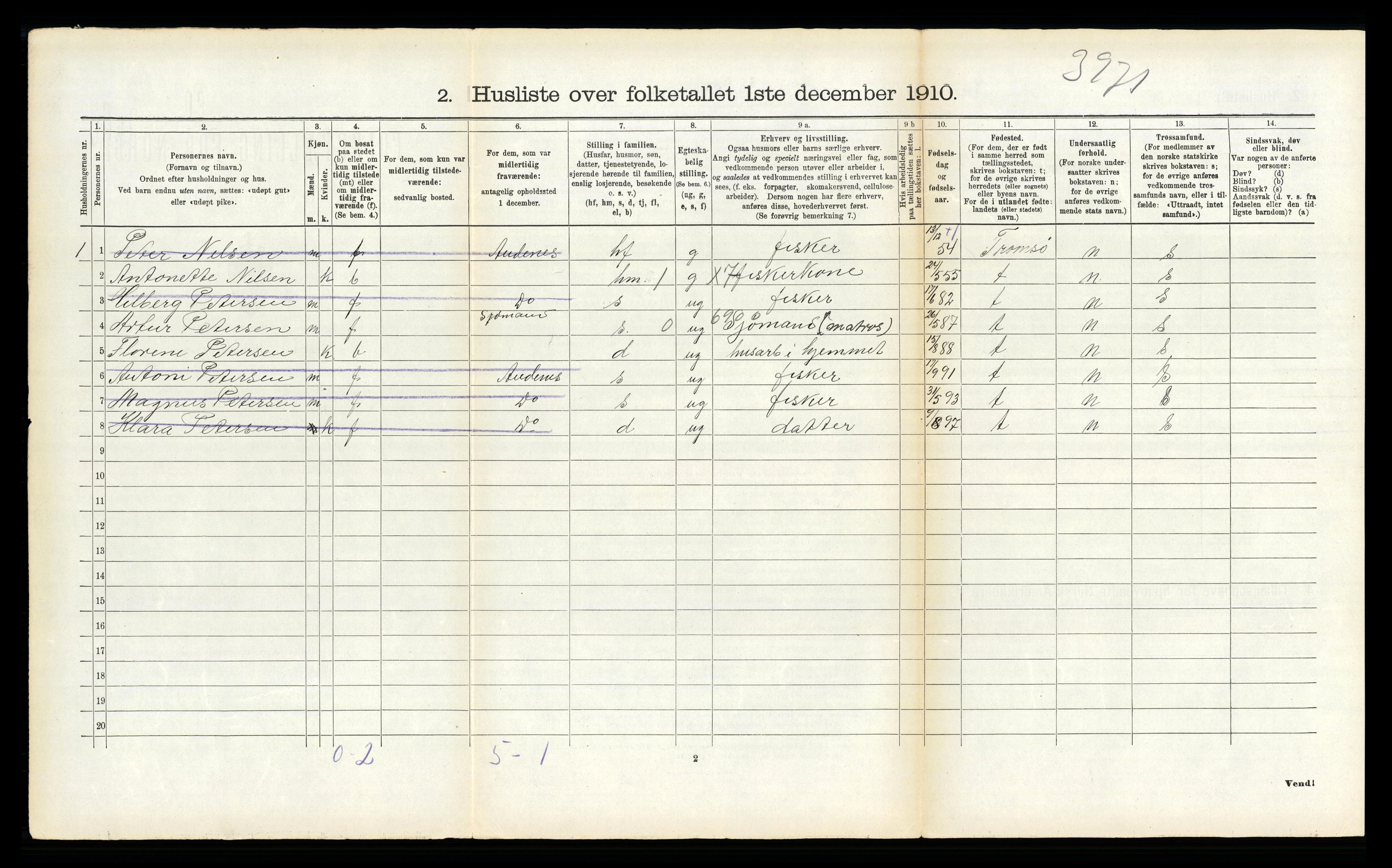 RA, 1910 census for Dverberg, 1910, p. 967