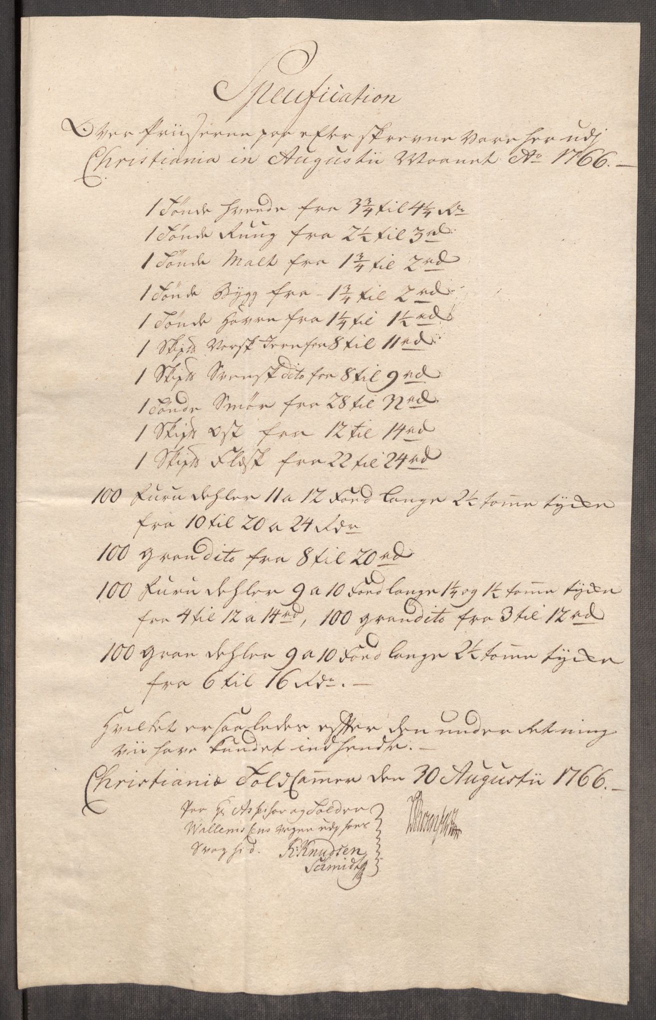 Rentekammeret inntil 1814, Realistisk ordnet avdeling, AV/RA-EA-4070/Oe/L0008: [Ø1]: Priskuranter, 1764-1768, p. 573