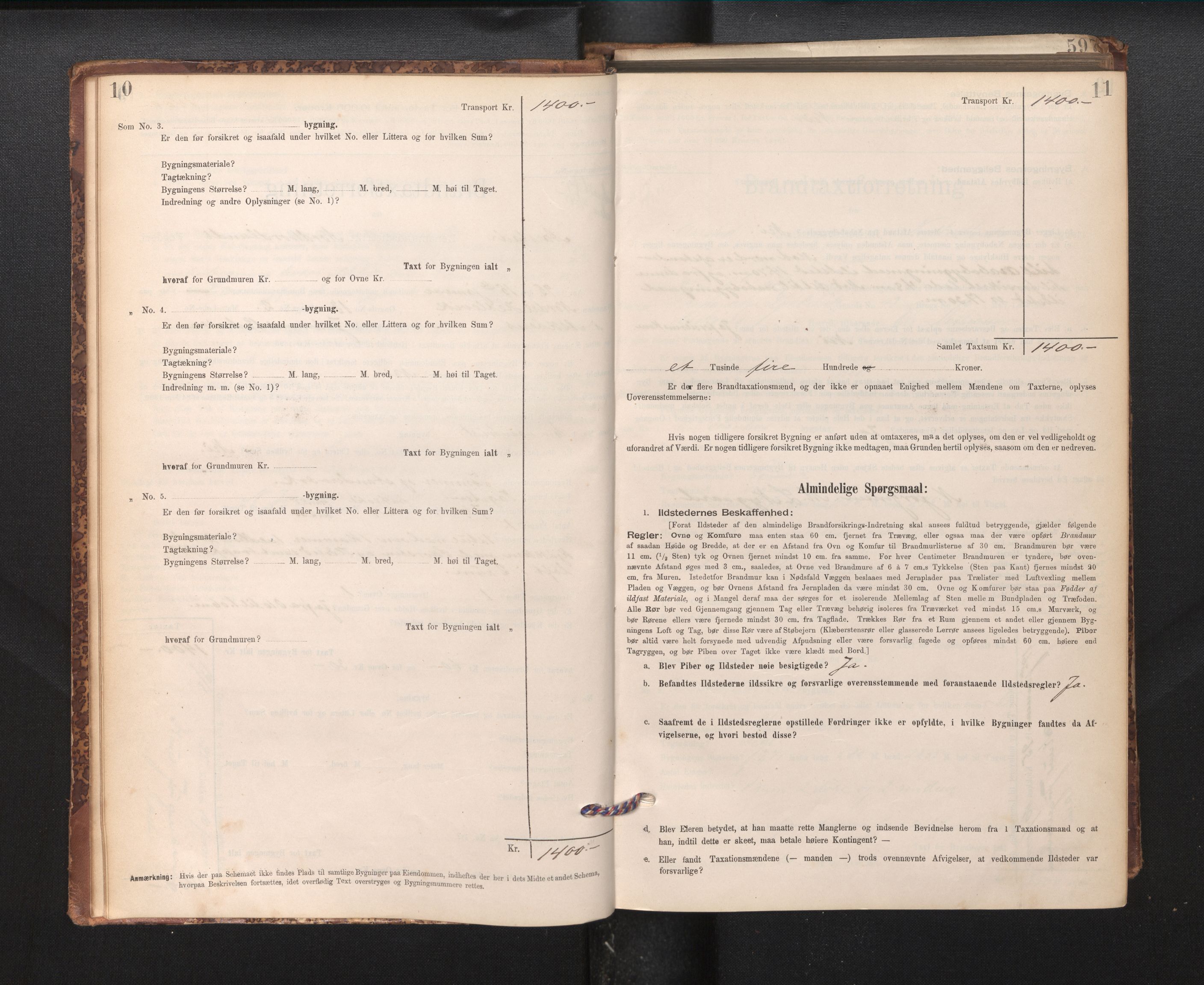 Lensmannen i Årstad, AV/SAB-A-36201/0012/L0011: Branntakstprotokoll,skjematakst, 1895-1901, p. 10-11