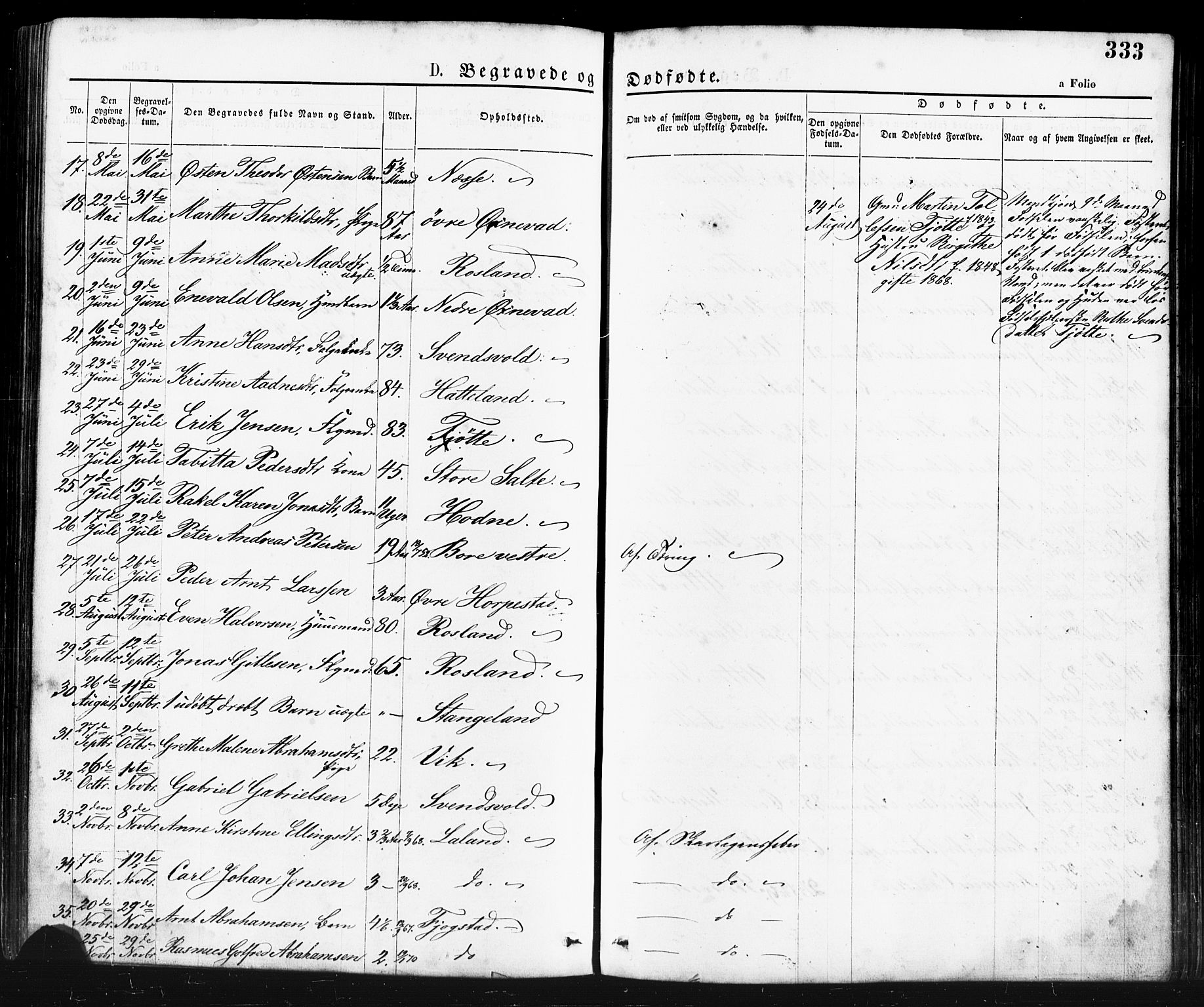 Klepp sokneprestkontor, SAST/A-101803/001/3/30BA/L0006: Parish register (official) no. A 6, 1871-1885, p. 333