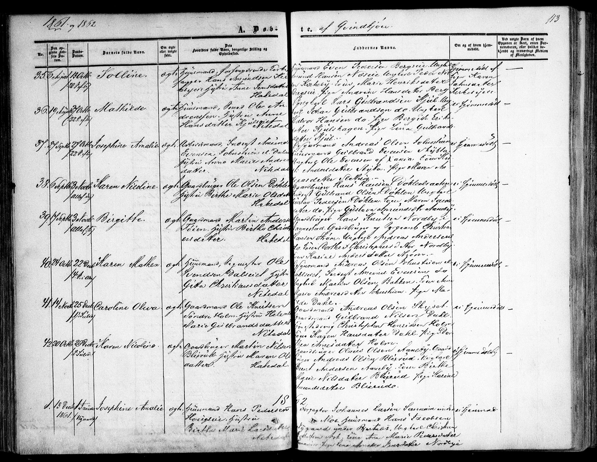 Nittedal prestekontor Kirkebøker, SAO/A-10365a/F/Fa/L0005: Parish register (official) no. I 5, 1850-1862, p. 113