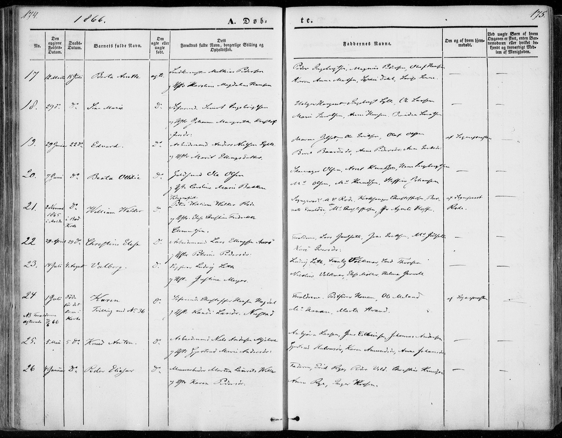 Ministerialprotokoller, klokkerbøker og fødselsregistre - Møre og Romsdal, AV/SAT-A-1454/558/L0689: Parish register (official) no. 558A03, 1843-1872, p. 174-175