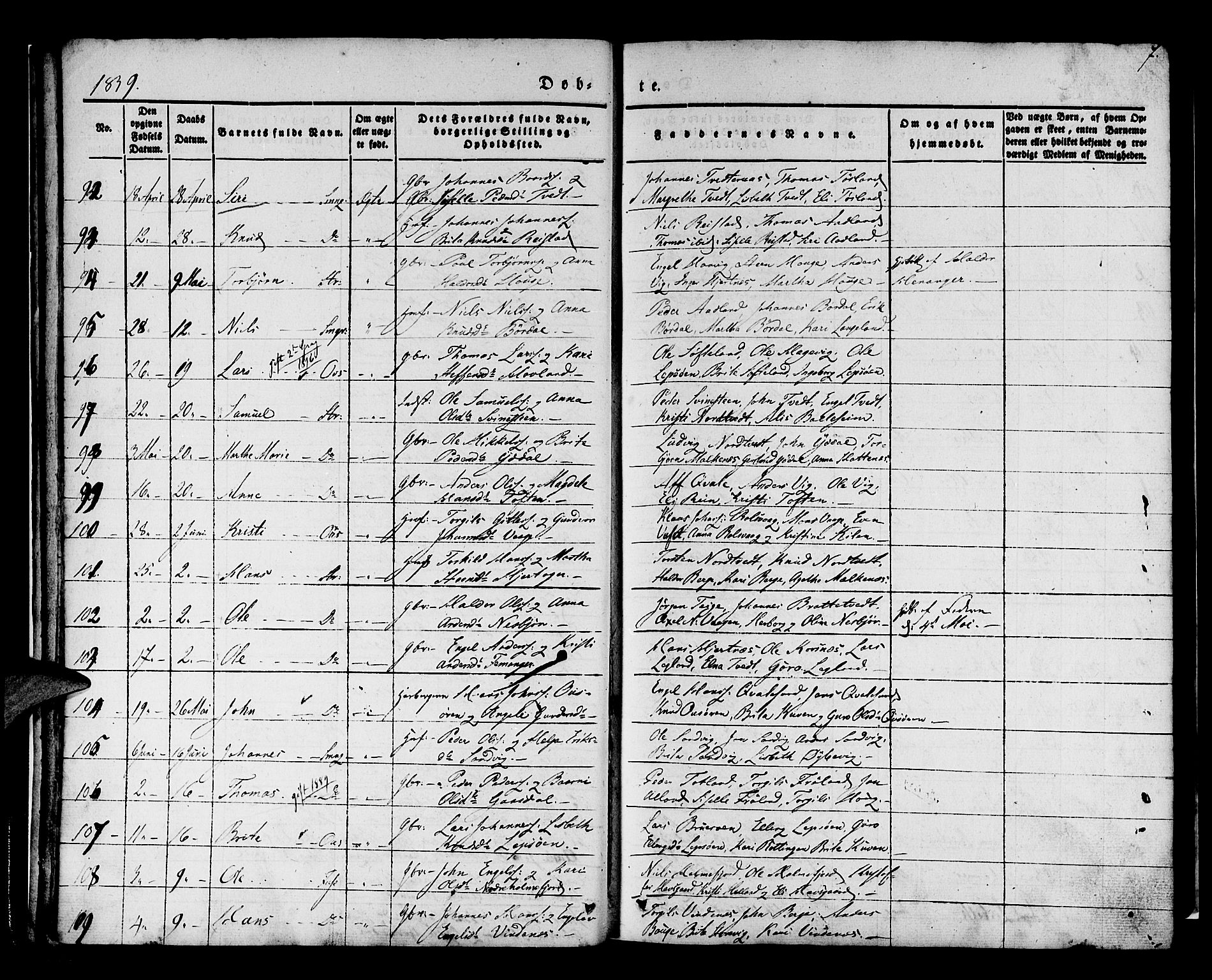 Os sokneprestembete, AV/SAB-A-99929: Parish register (official) no. A 15, 1839-1851, p. 8