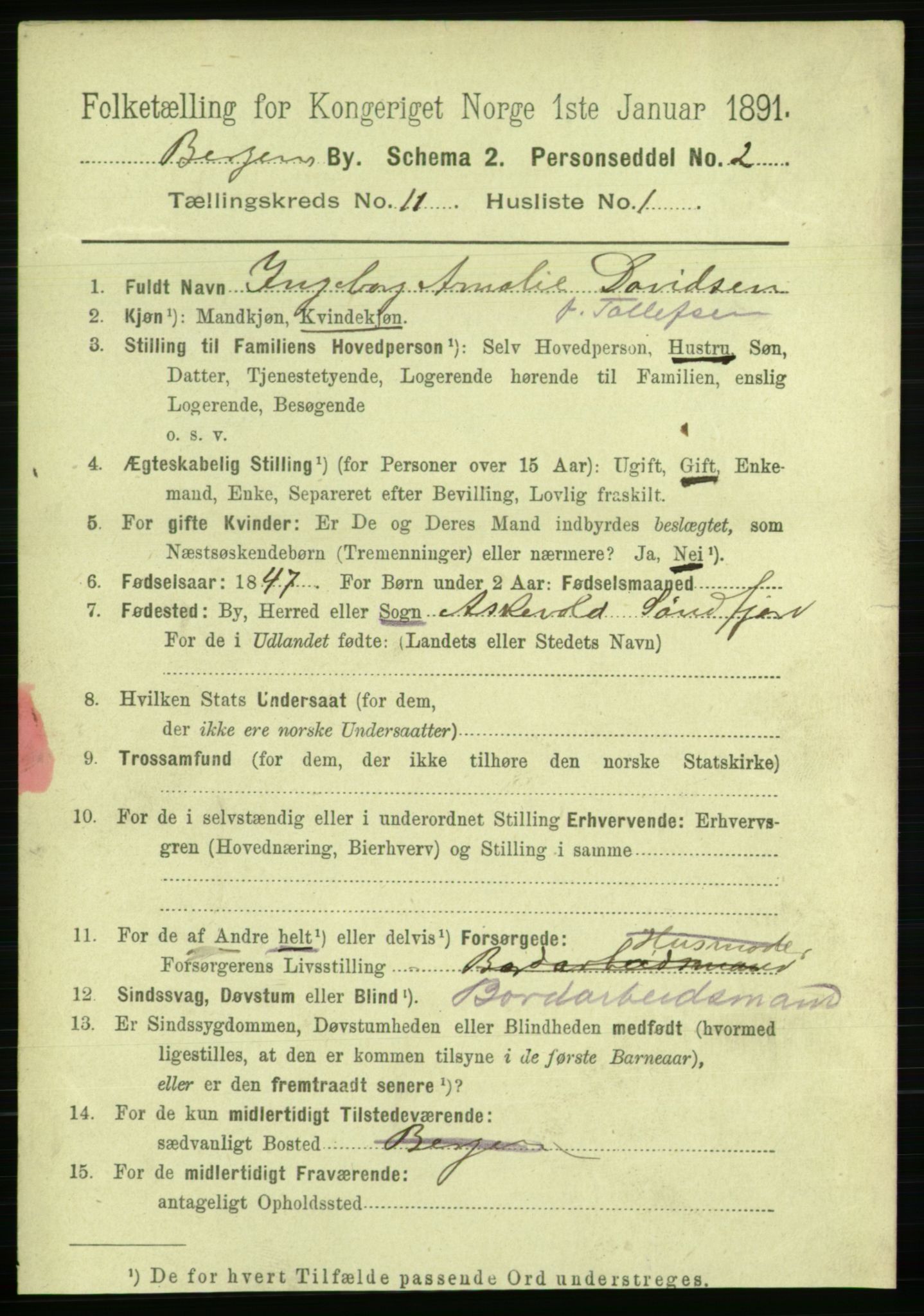 RA, 1891 Census for 1301 Bergen, 1891, p. 19817