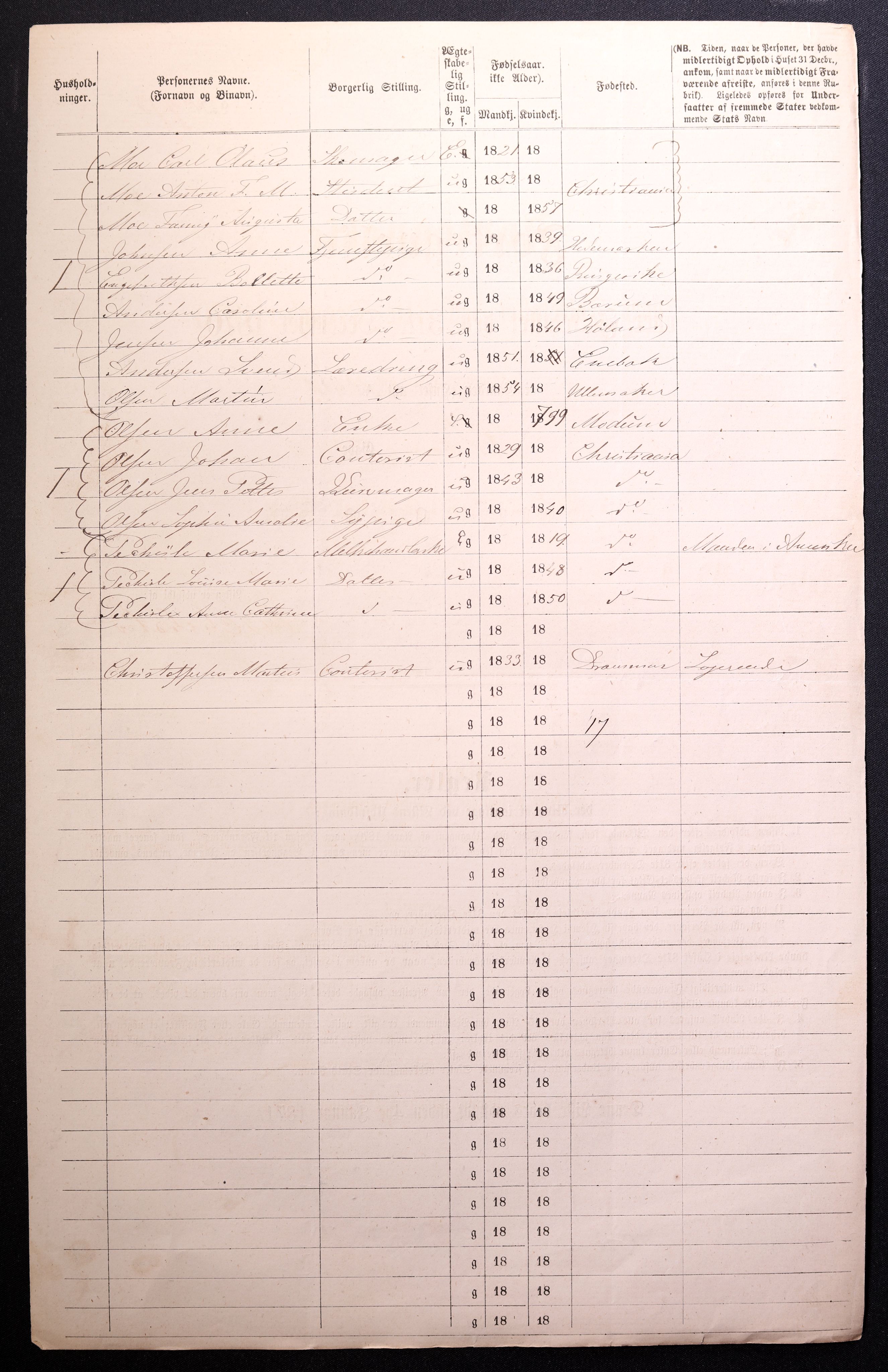 RA, 1870 census for 0301 Kristiania, 1870, p. 4319