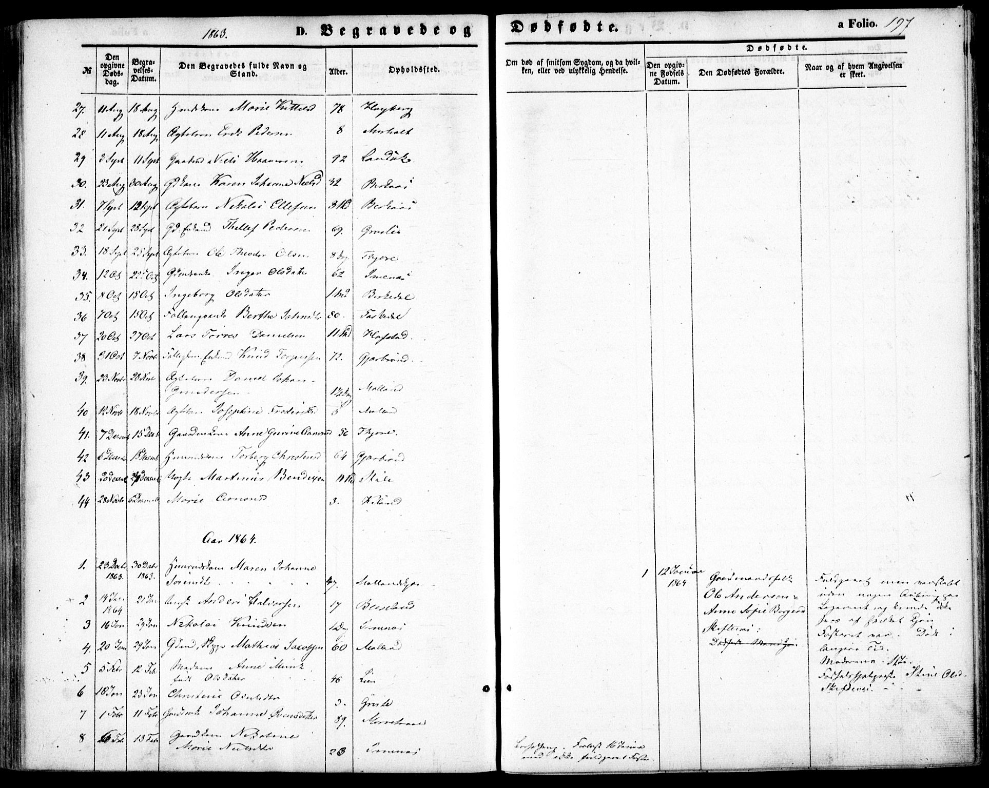 Hommedal sokneprestkontor, AV/SAK-1111-0023/F/Fa/Fab/L0005: Parish register (official) no. A 5, 1861-1877, p. 197