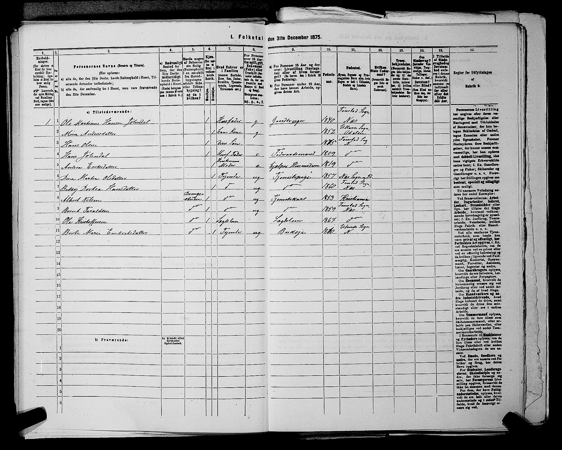 RA, 1875 census for 0236P Nes, 1875, p. 164