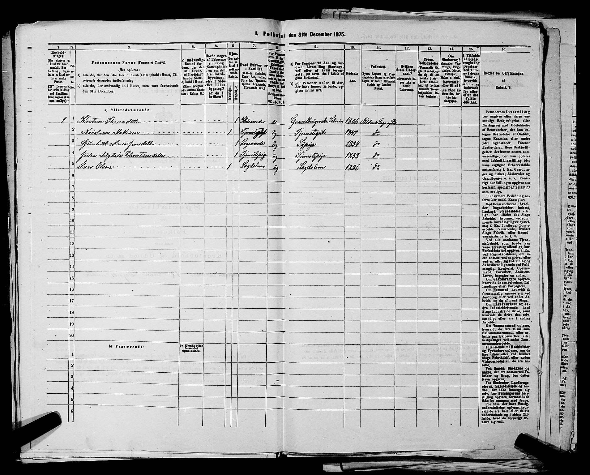 RA, 1875 census for 0120P Rødenes, 1875, p. 169