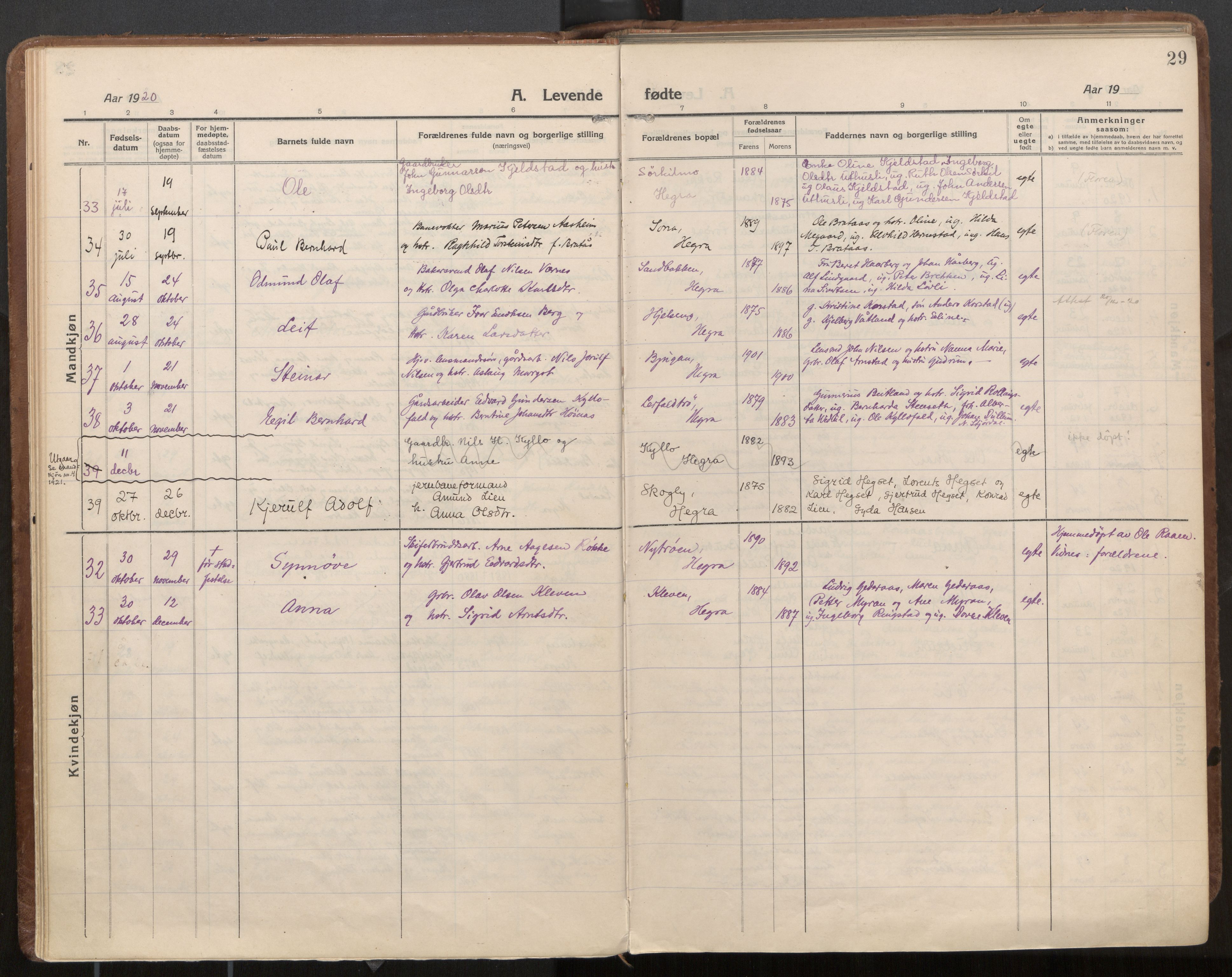 Ministerialprotokoller, klokkerbøker og fødselsregistre - Nord-Trøndelag, AV/SAT-A-1458/703/L0037: Parish register (official) no. 703A10, 1915-1932, p. 29