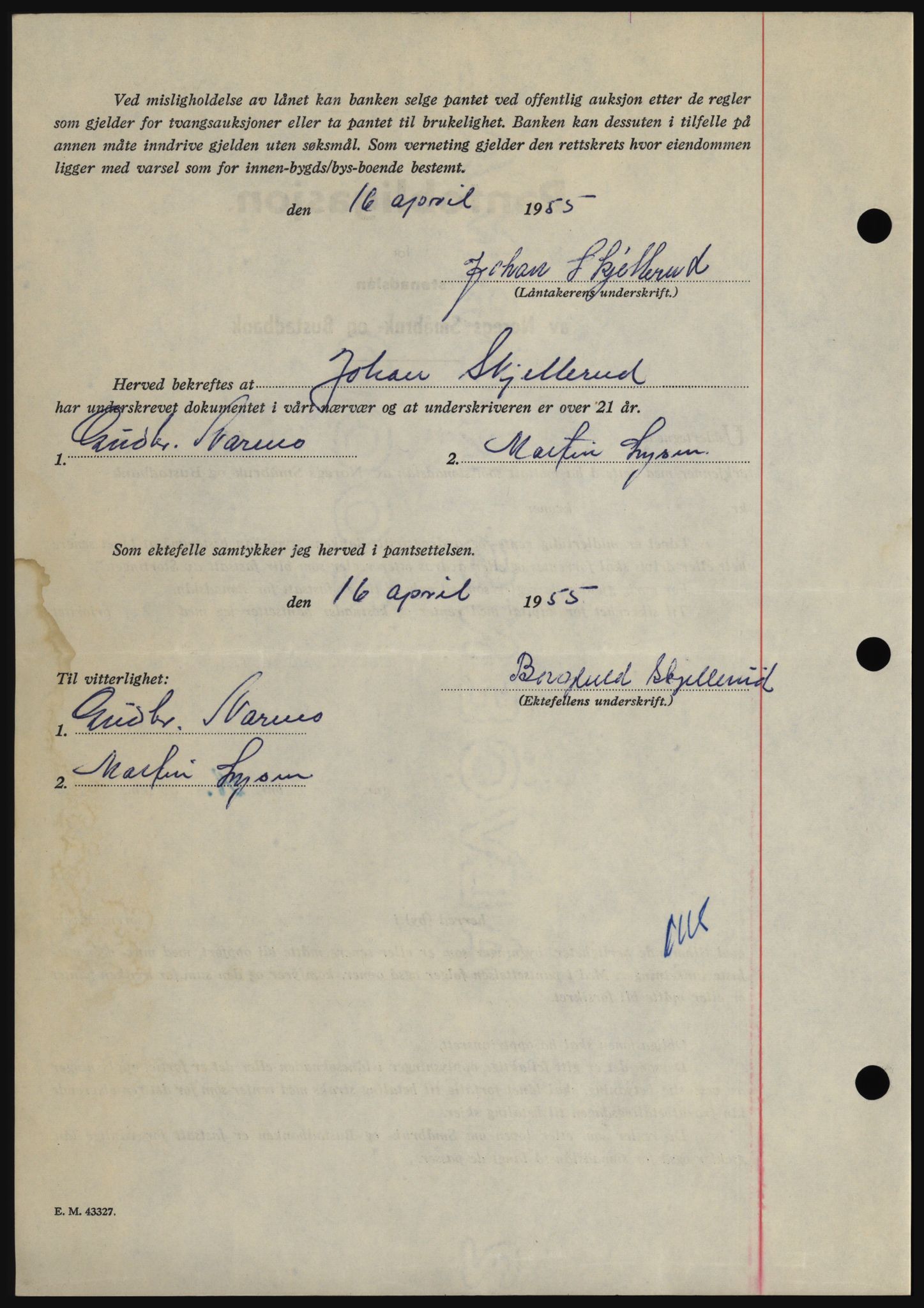 Hadeland og Land tingrett, SAH/TING-010/H/Hb/Hbc/L0032: Mortgage book no. B32, 1955-1955, Diary no: : 1477/1955