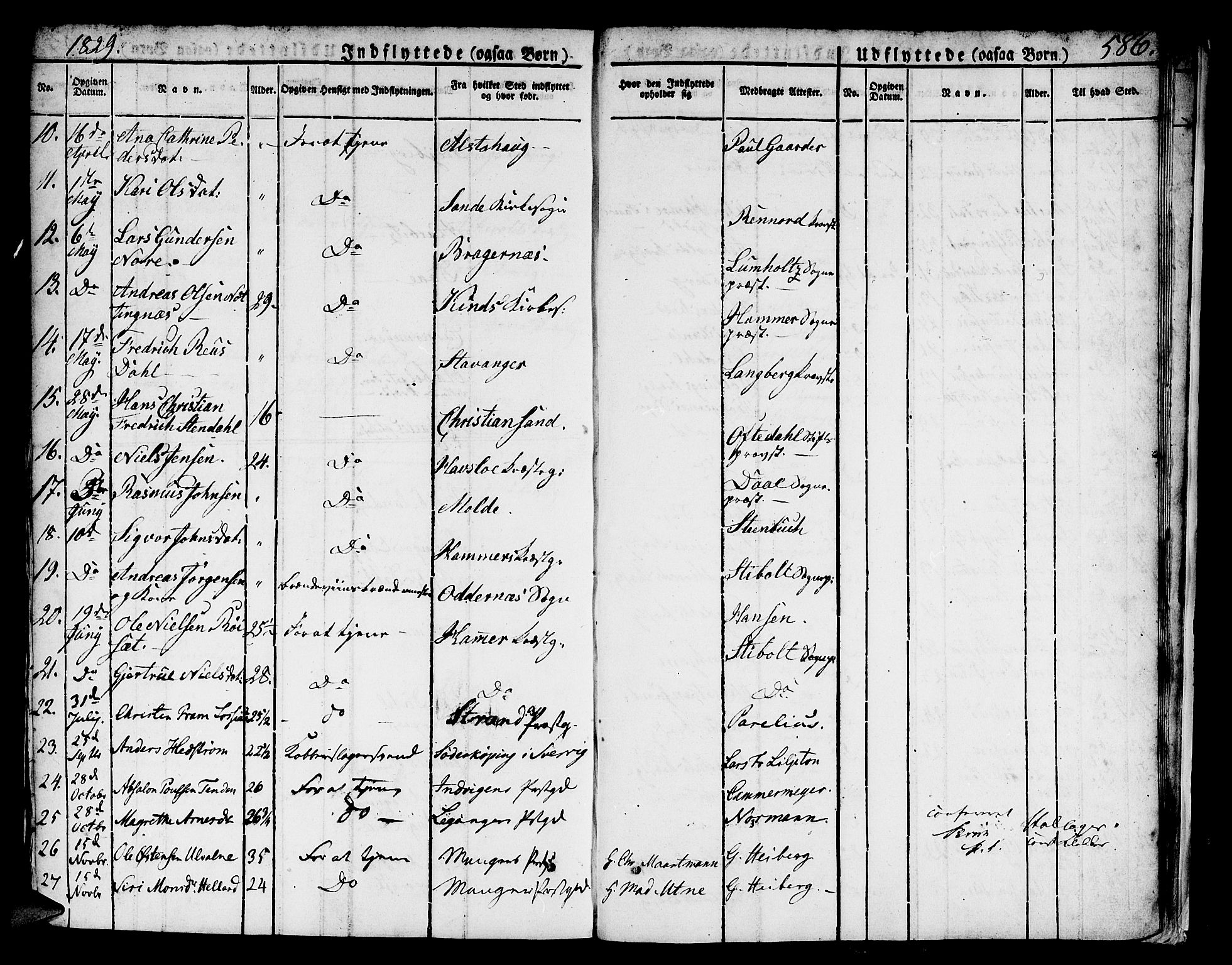 Domkirken sokneprestembete, SAB/A-74801/H/Hab/L0002: Parish register (copy) no. A 2, 1821-1839, p. 586