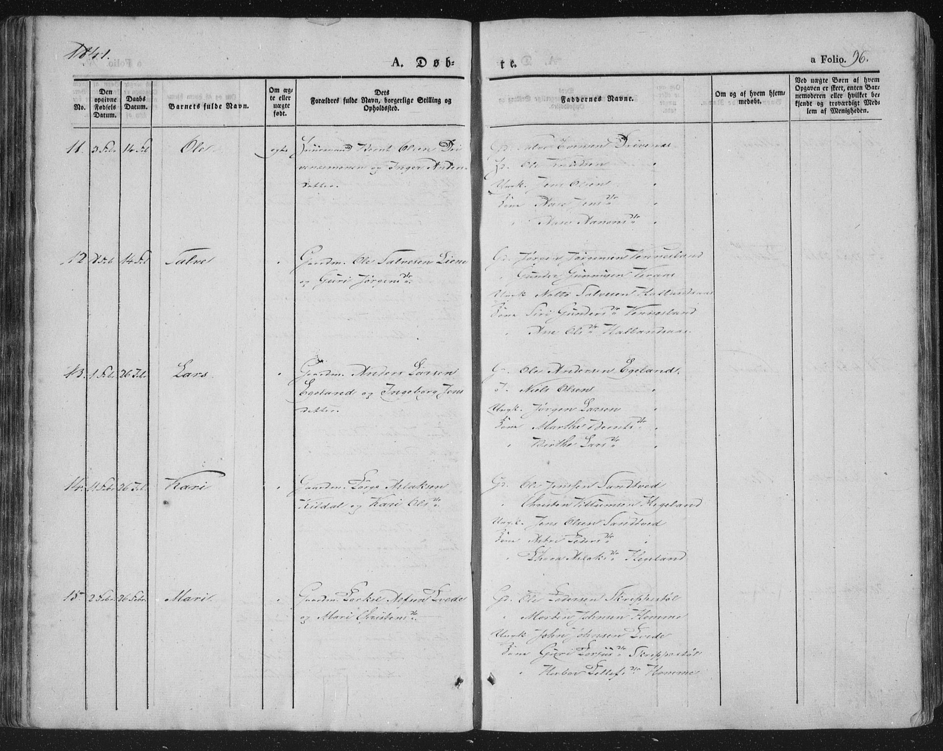 Vennesla sokneprestkontor, AV/SAK-1111-0045/Fa/Fac/L0004: Parish register (official) no. A 4, 1834-1855, p. 96