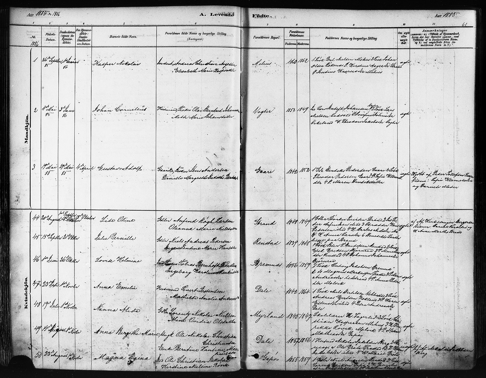 Kvæfjord sokneprestkontor, SATØ/S-1323/G/Ga/Gaa/L0005kirke: Parish register (official) no. 5, 1878-1894, p. 61