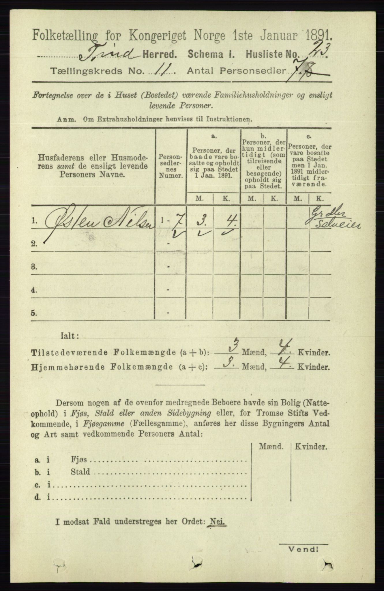 RA, 1891 census for 0826 Tinn, 1891, p. 2115