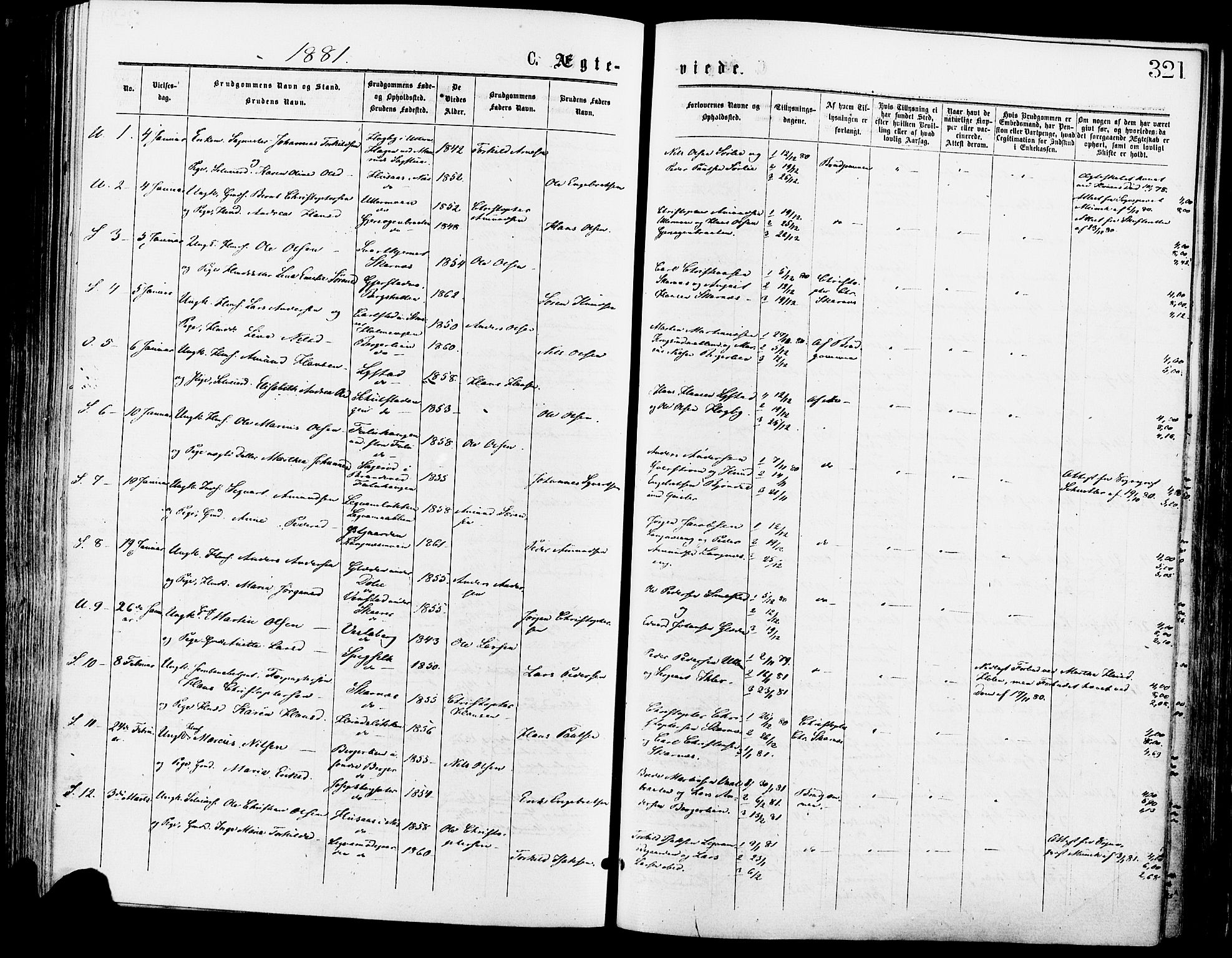 Sør-Odal prestekontor, AV/SAH-PREST-030/H/Ha/Haa/L0005: Parish register (official) no. 5, 1876-1885, p. 321